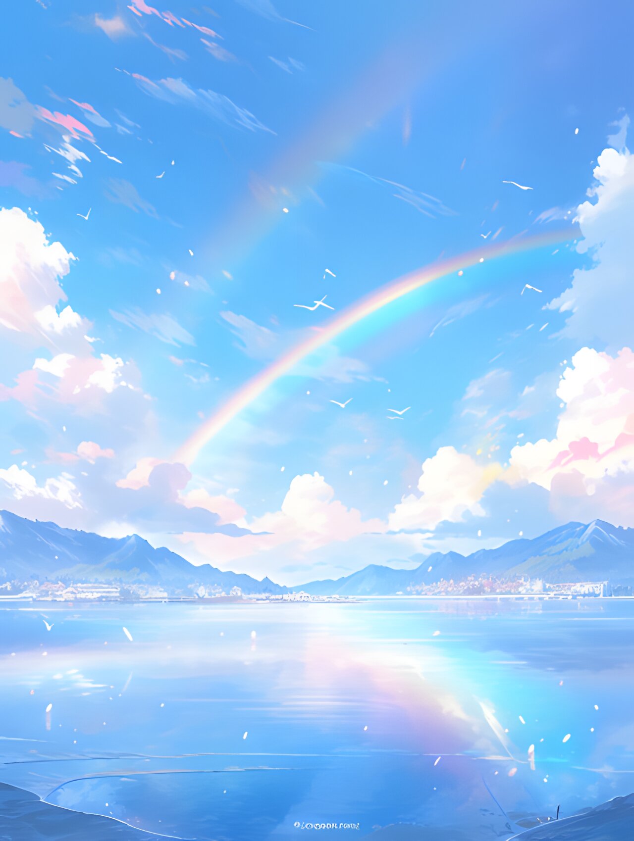 治愈|"缤纷交织,彩虹湖泊" 在湖泊的宁静之中,一道美丽的彩虹跨越天空