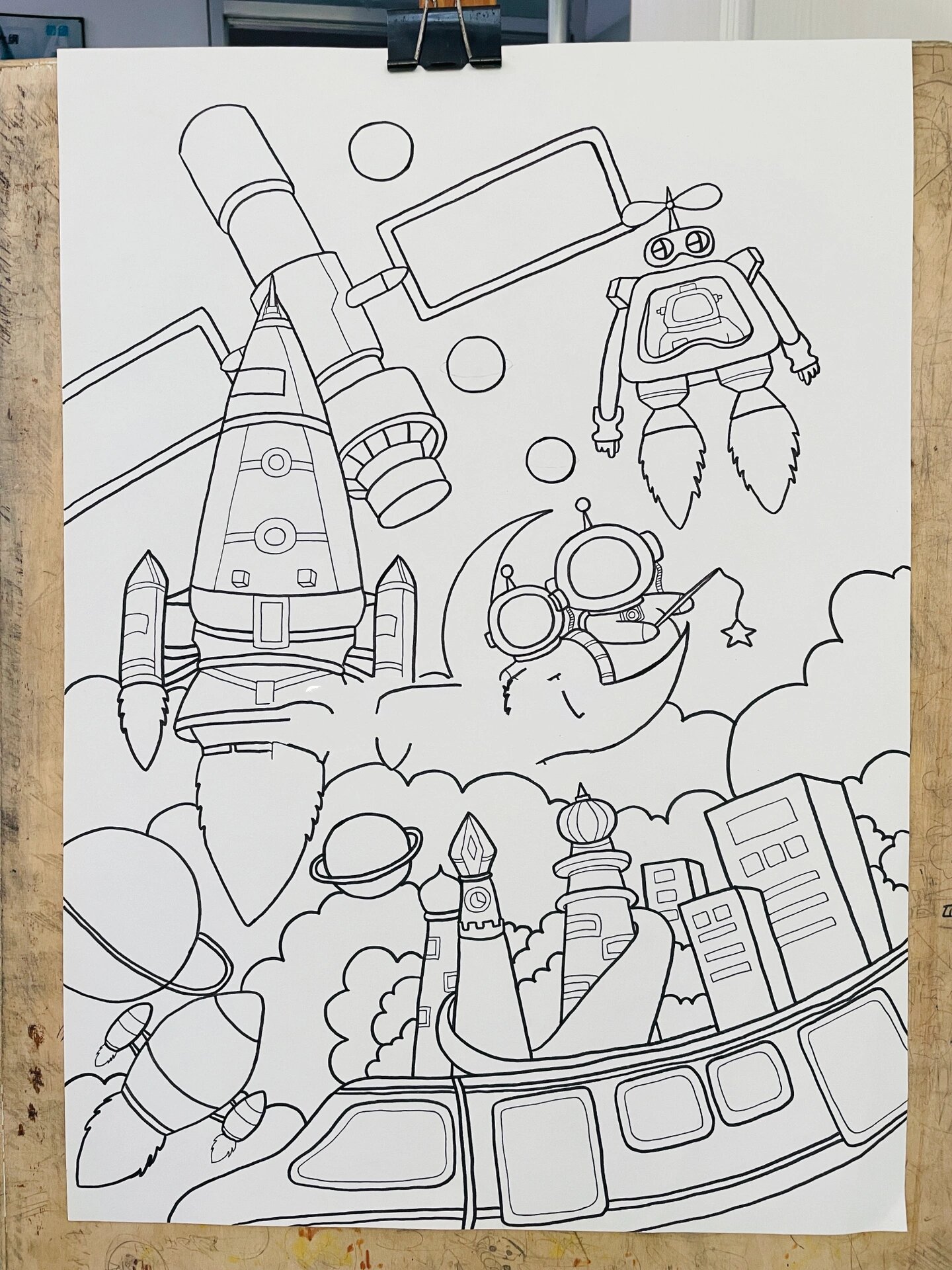 未来科技主题绘画 | 4k漫画线描版