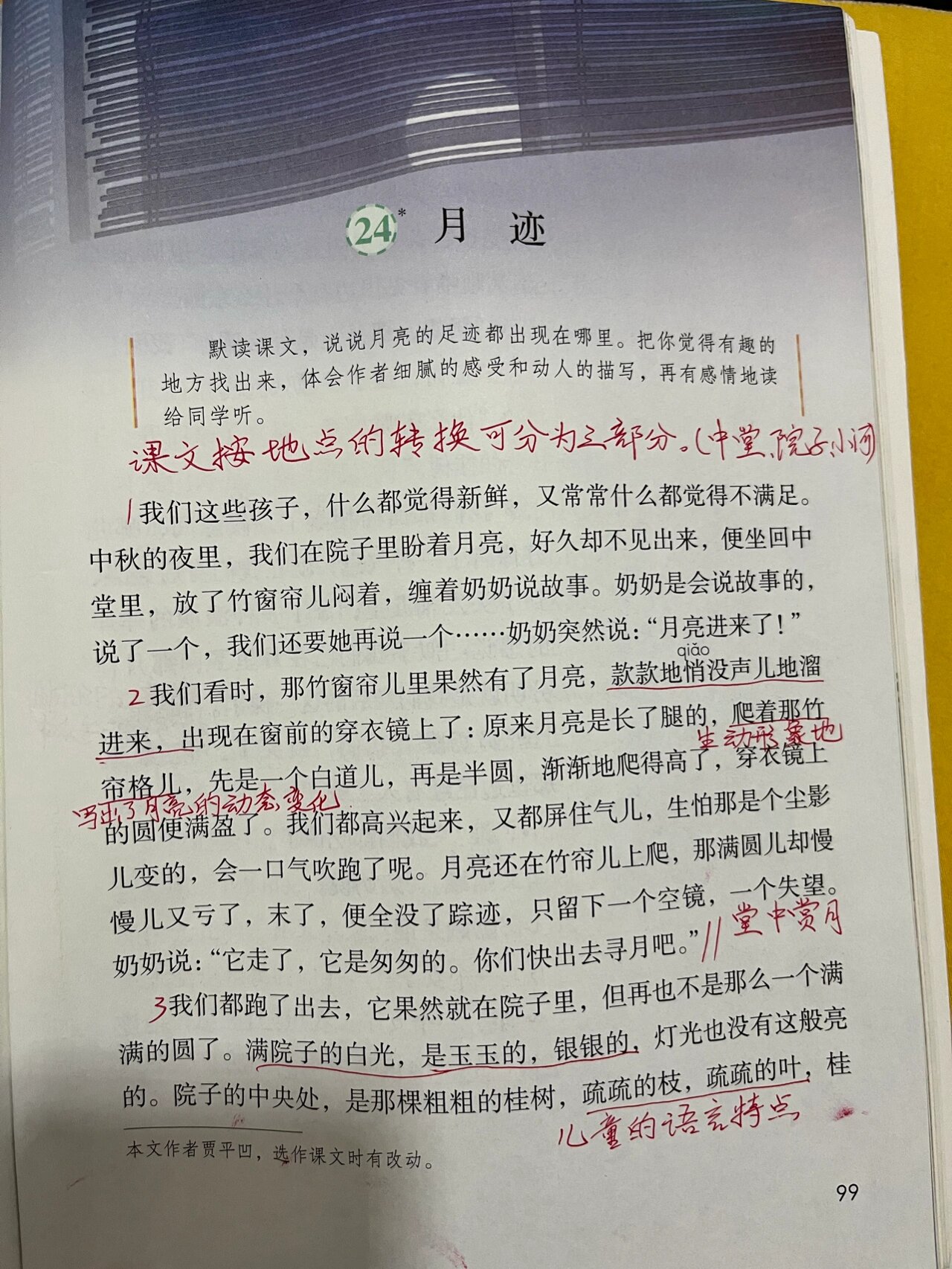 部编版五上24《月迹》贾平凹读书笔记