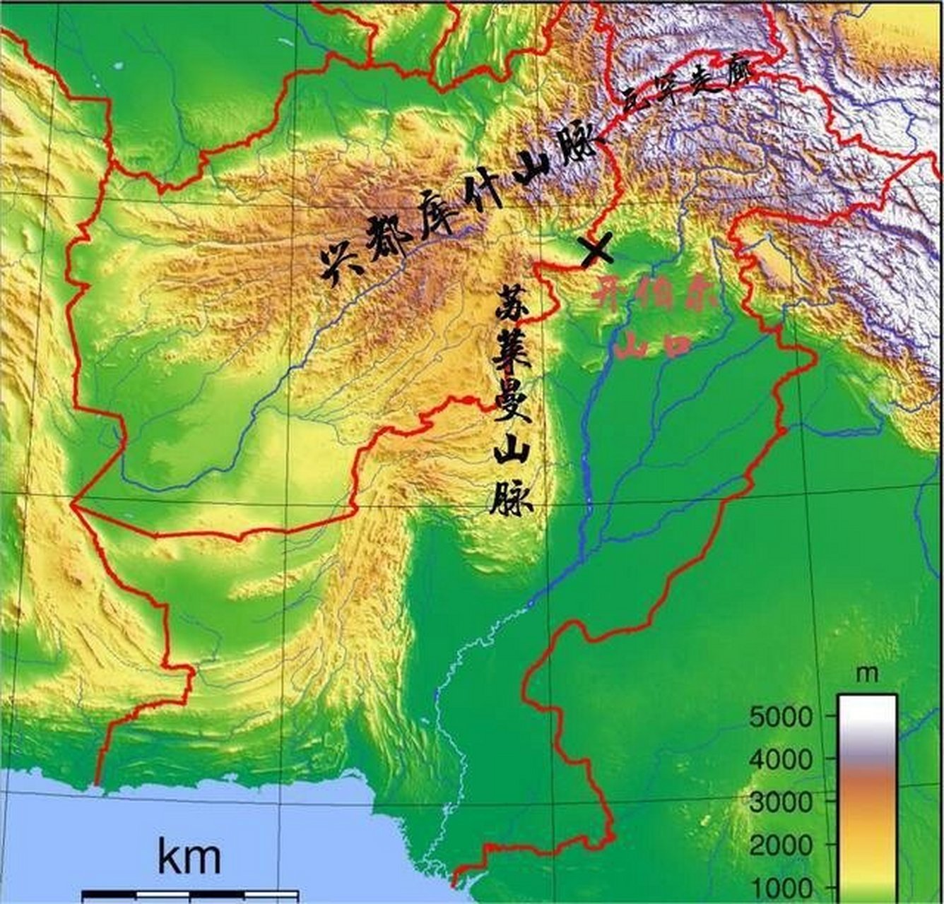 兴都库什山脉地图位置图片