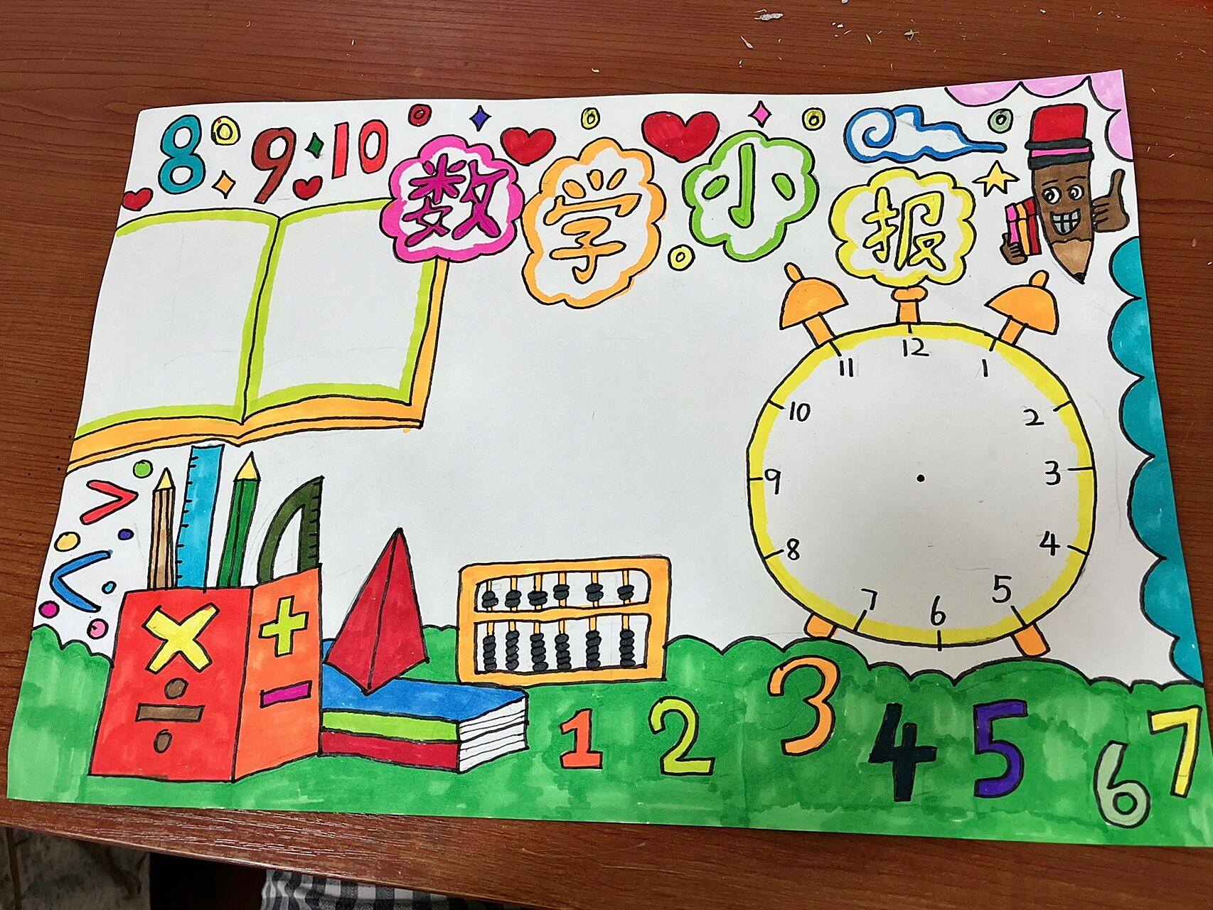 今日作业数学手抄报 周末完成老师布置的小作业 数学手抄报7015