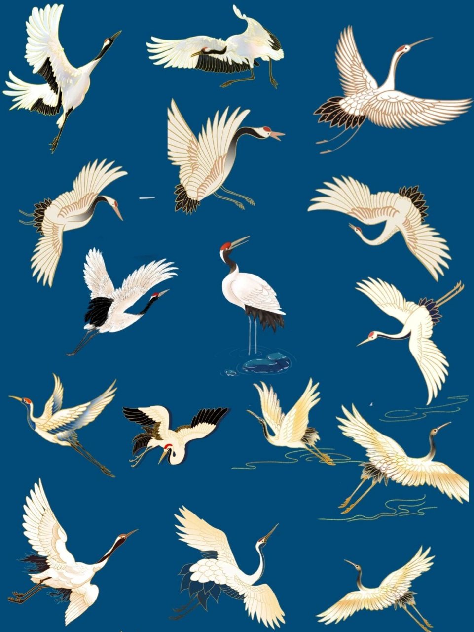 国潮风仙鹤合集1|免抠素材 91今天给大家带来的是仙鹤合集1 91