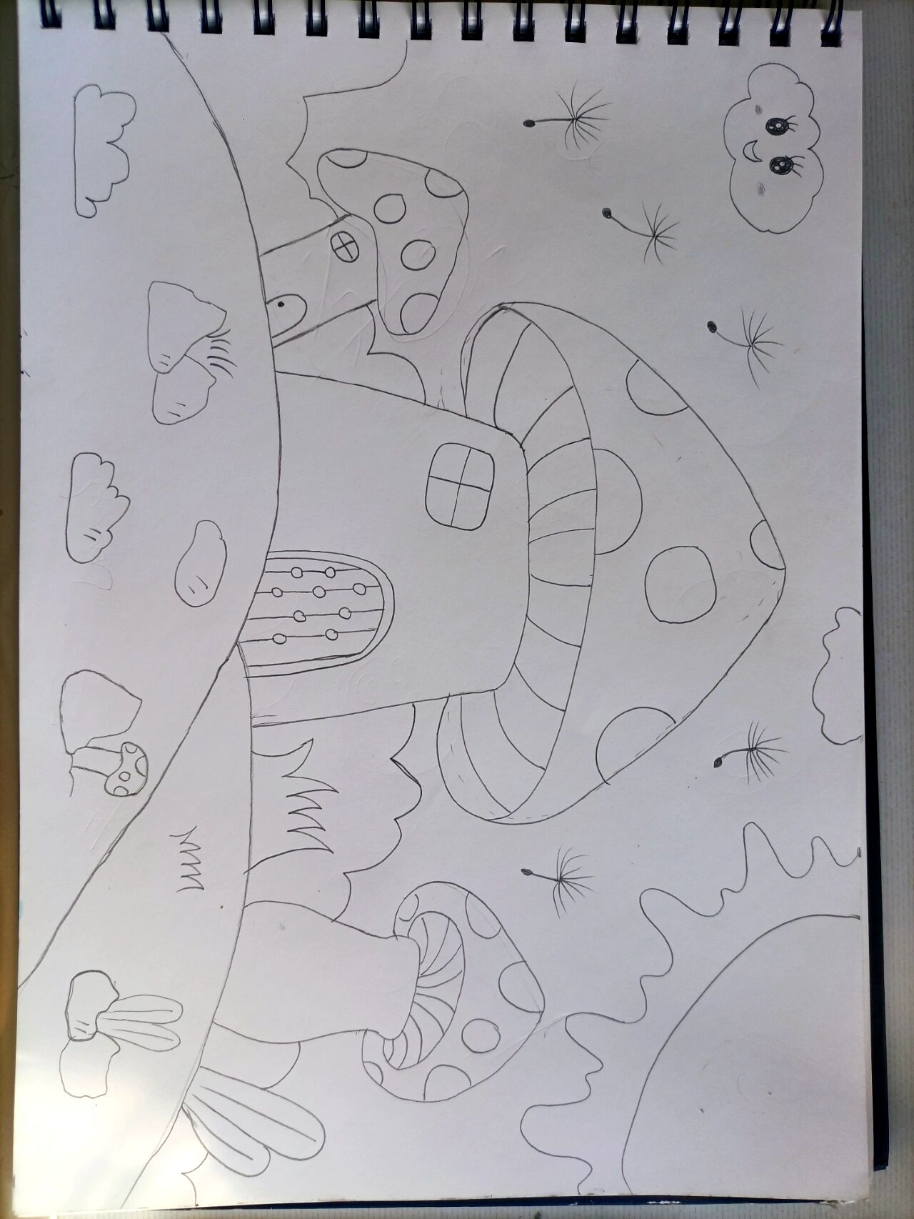 幼儿园简笔画.蘑菇小房子简笔画