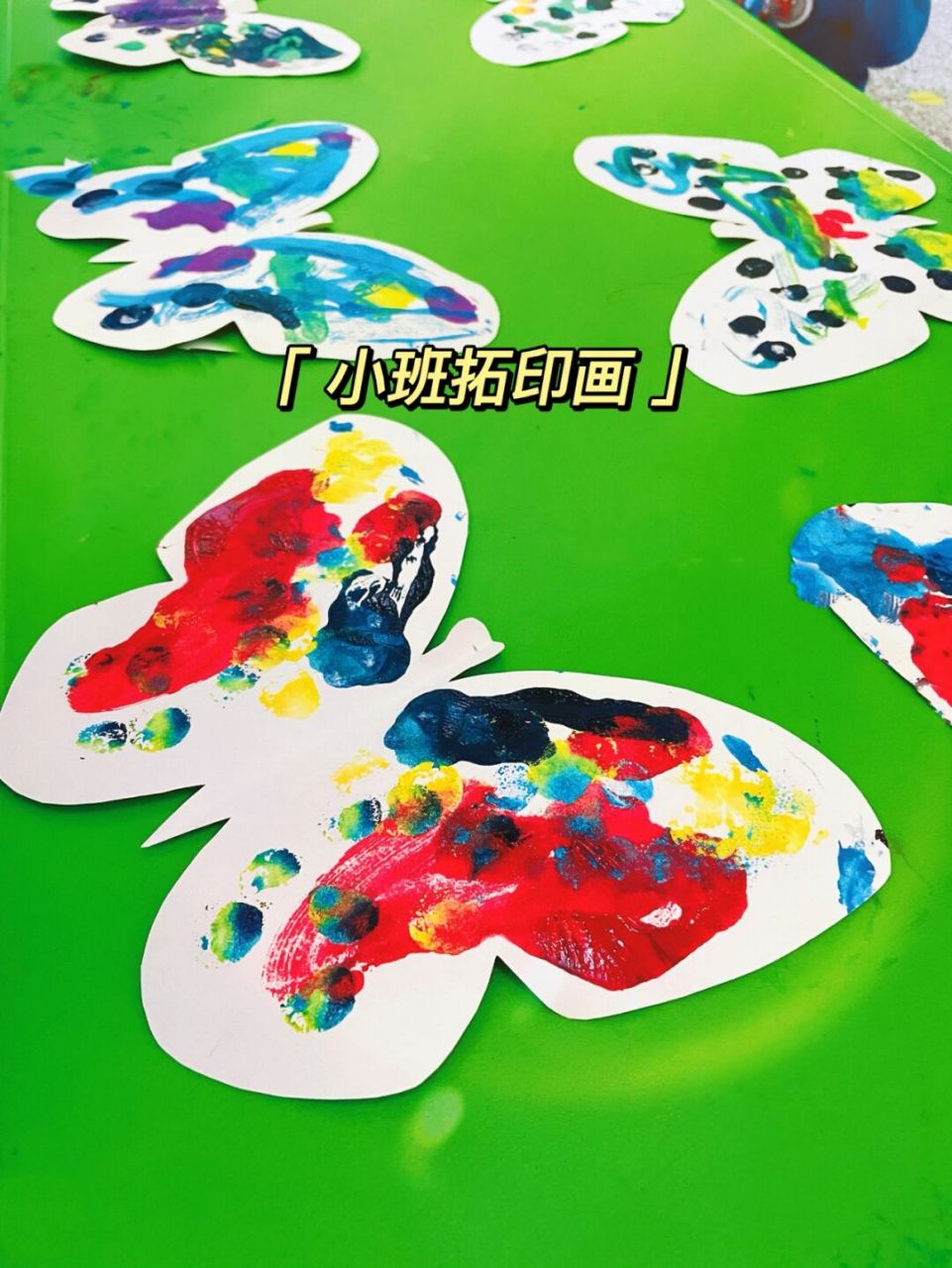 小班创意美术   对称拓印画 小班拓印画《花蝴蝶》 难度系数:8215
