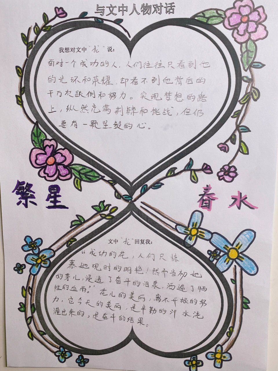 繁星春水手抄报读后感 双脚下流淌着温静的春水,夜空里流淌着灿烂的