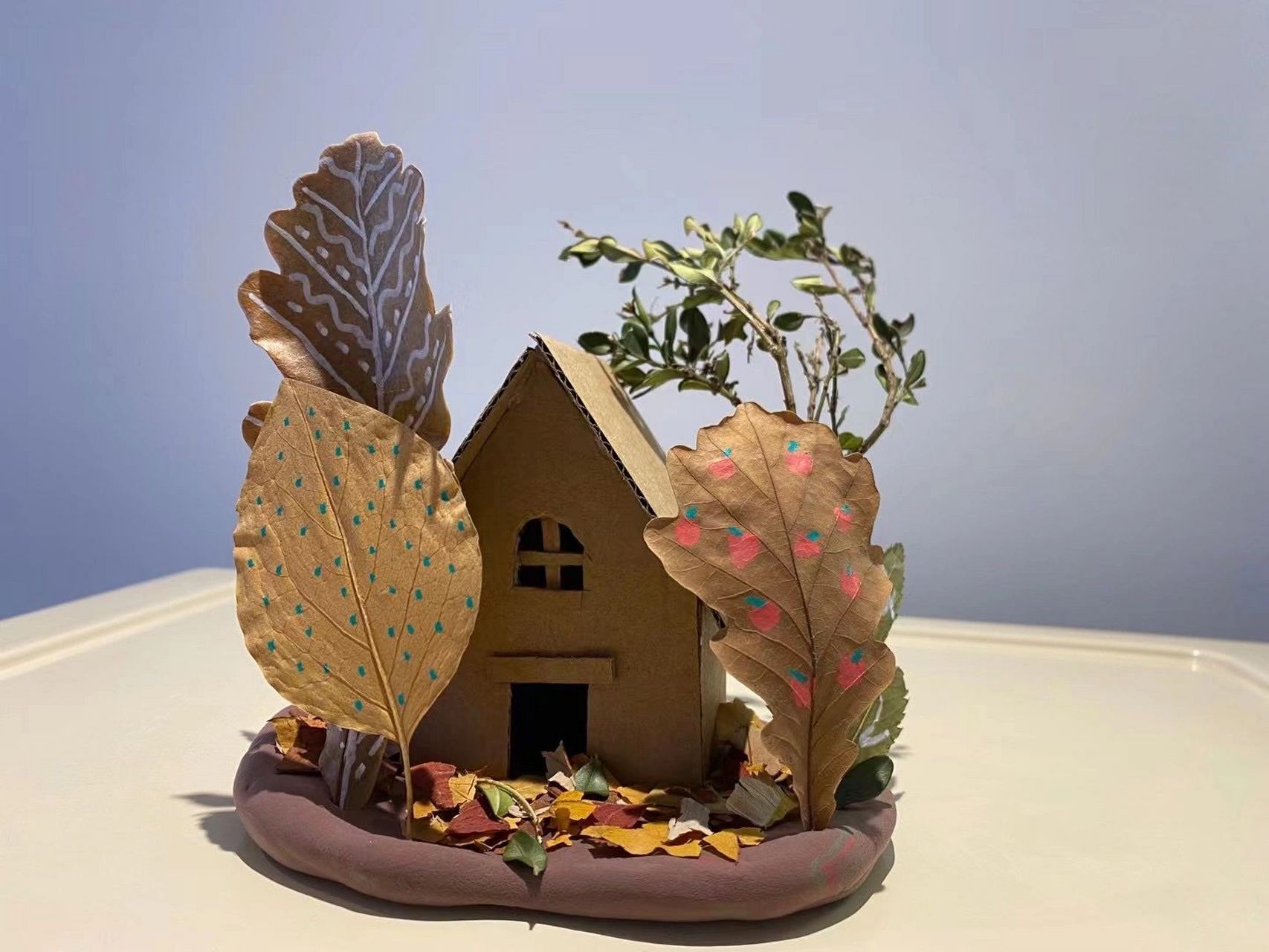 秋天可以做的手工969493树叶风铃    换了几个叶子95 图三是