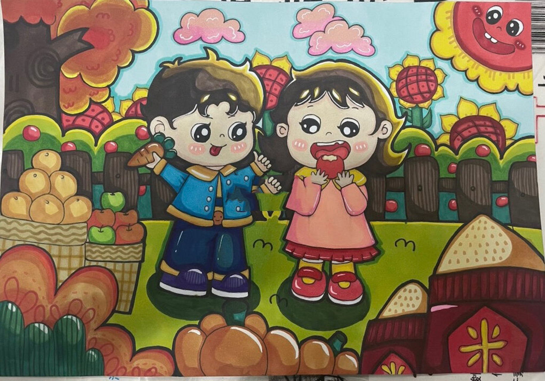 秋天丰收|简笔画 秋天丰收主题画简笔画