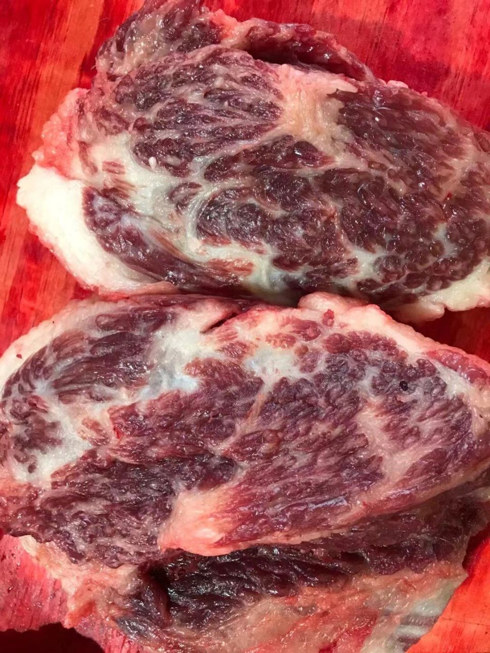 雪花牛肉,吊龙部位,靓!家养黄牛肉!