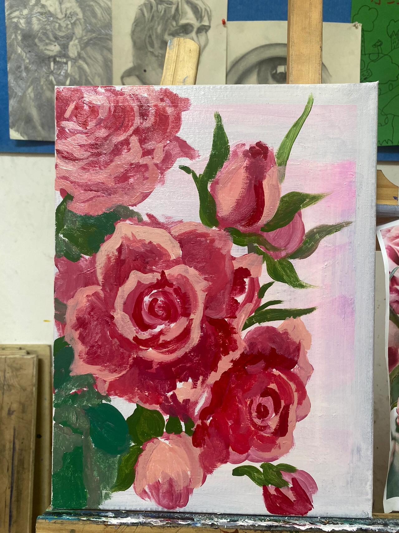 丙烯玫瑰花(完整步骤图77配色讲解