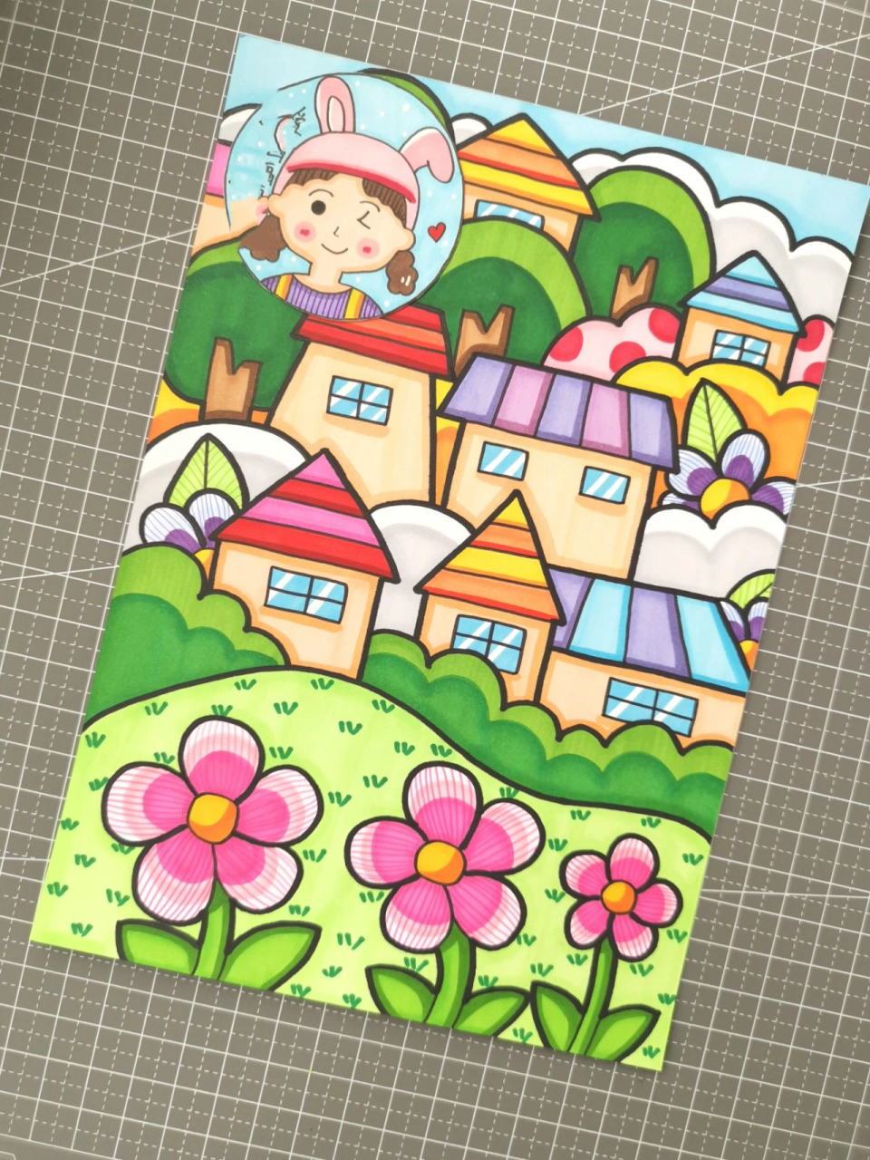 儿童画打卡 第50天|美丽家园 美丽家园主题儿童画,也可用于家乡美主题