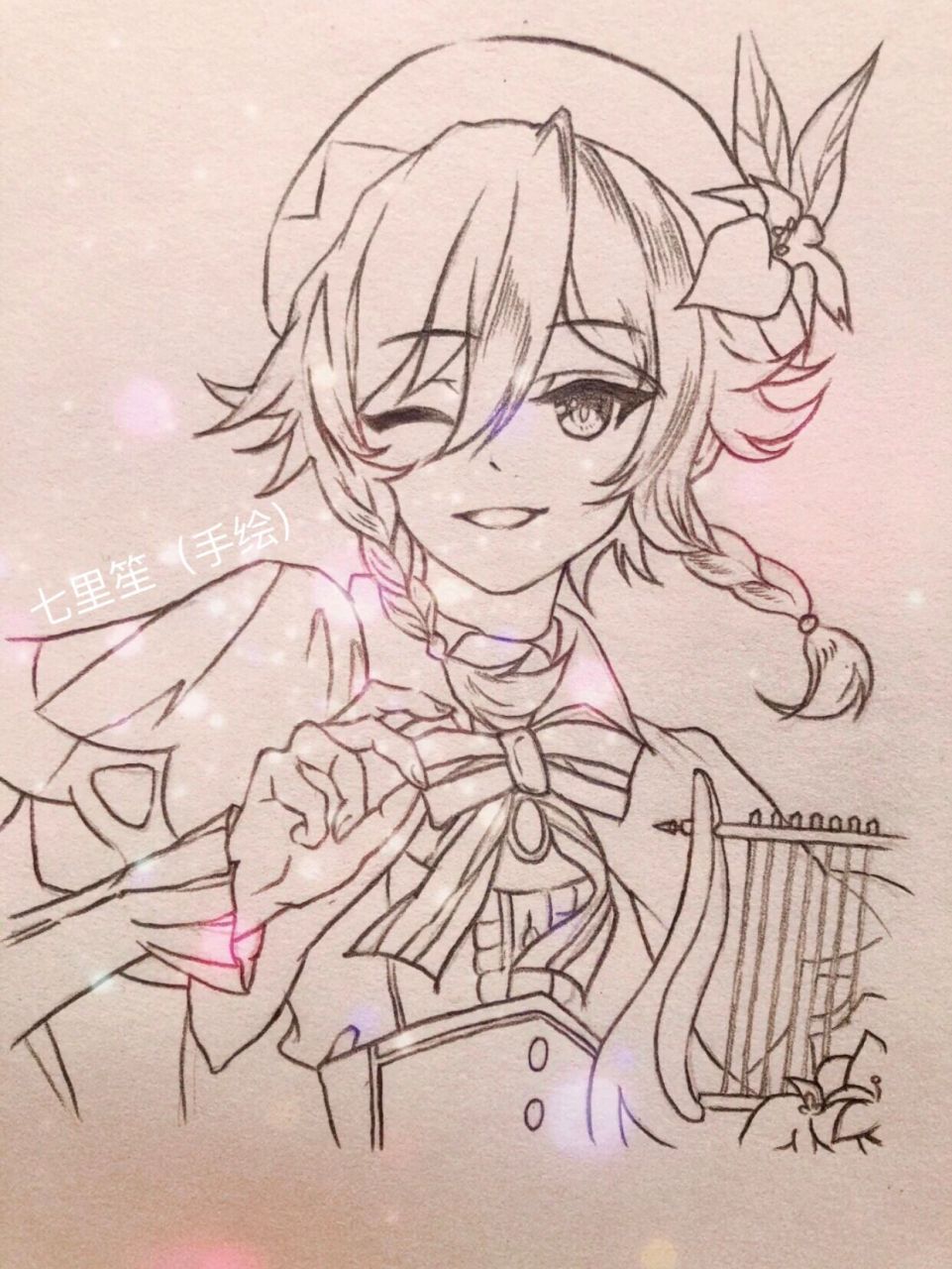 【原神】温迪(手绘过程) 应亲爱的粉丝宝宝要求,温迪来了!