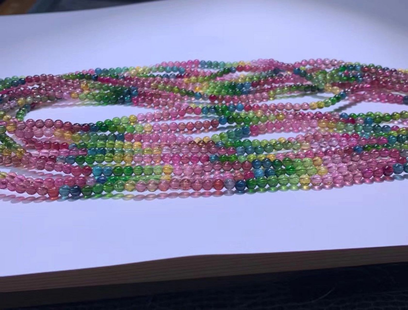 巴西老矿浓郁靓色净体彩虹渐变三圈碧玺手链 配色高档 30左右克价