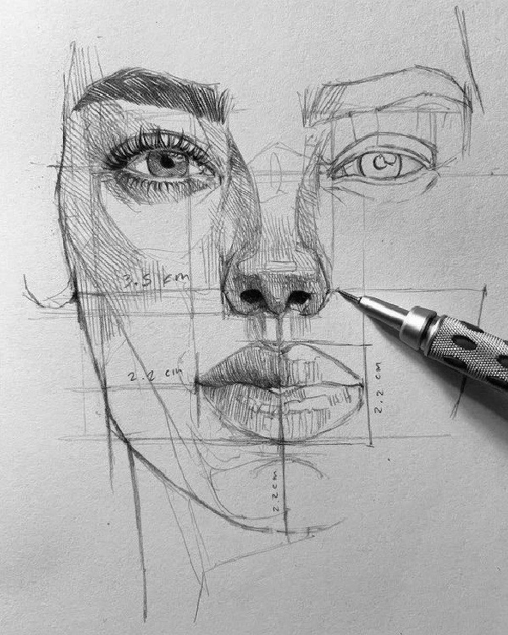 分享 | 一幅图搞懂脸部比例 7414 以前画脸部结构总是看起来怪怪