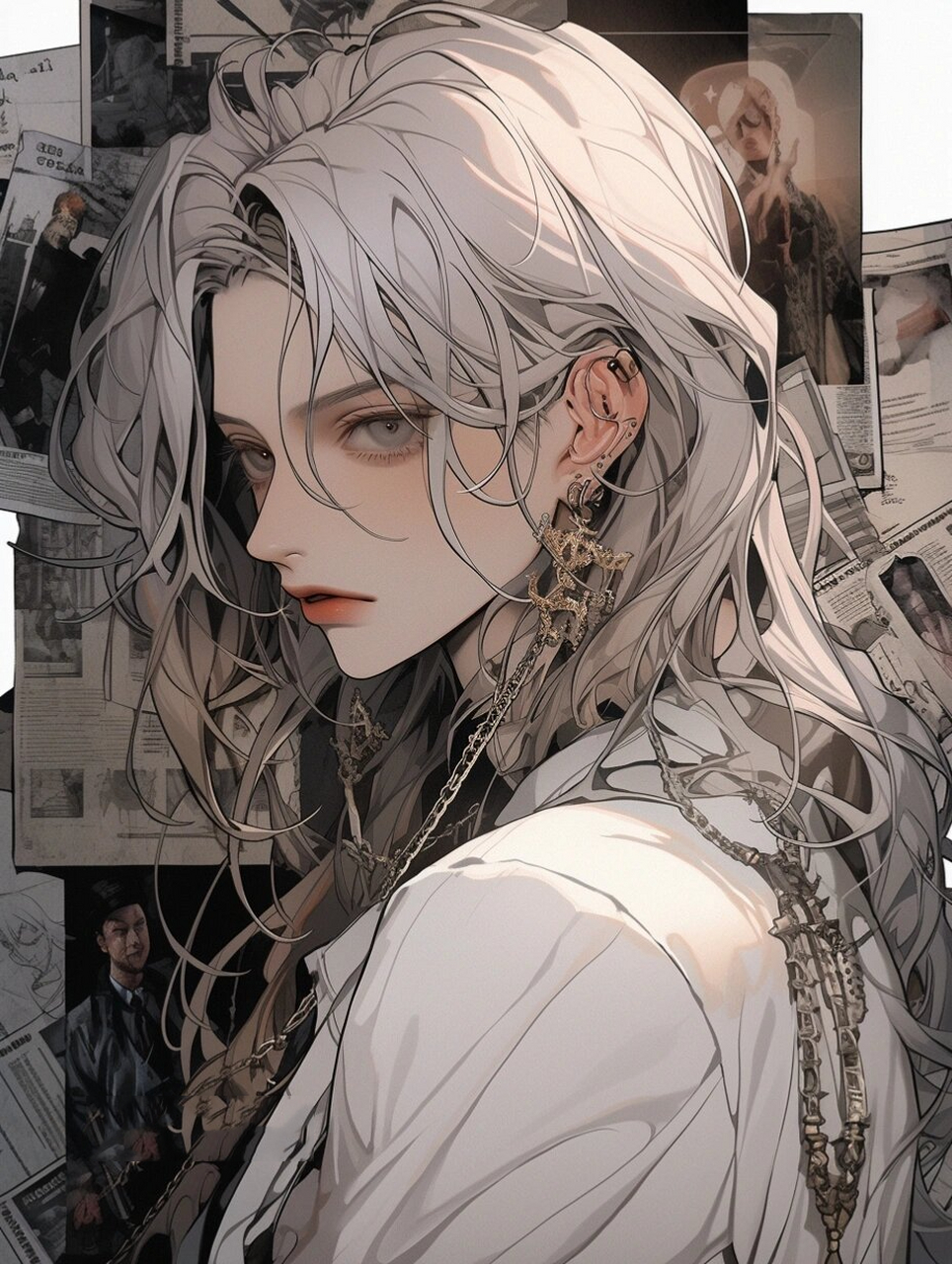 复古港风动漫男生头像|壁纸|白色长发帅哥 7815辛苦喜欢的宝子们