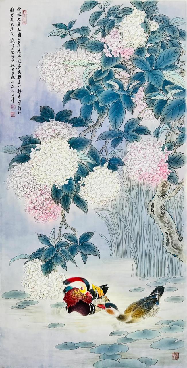 青年中美协画家赵永夫三尺精品国画花鸟! 中国现代花鸟画