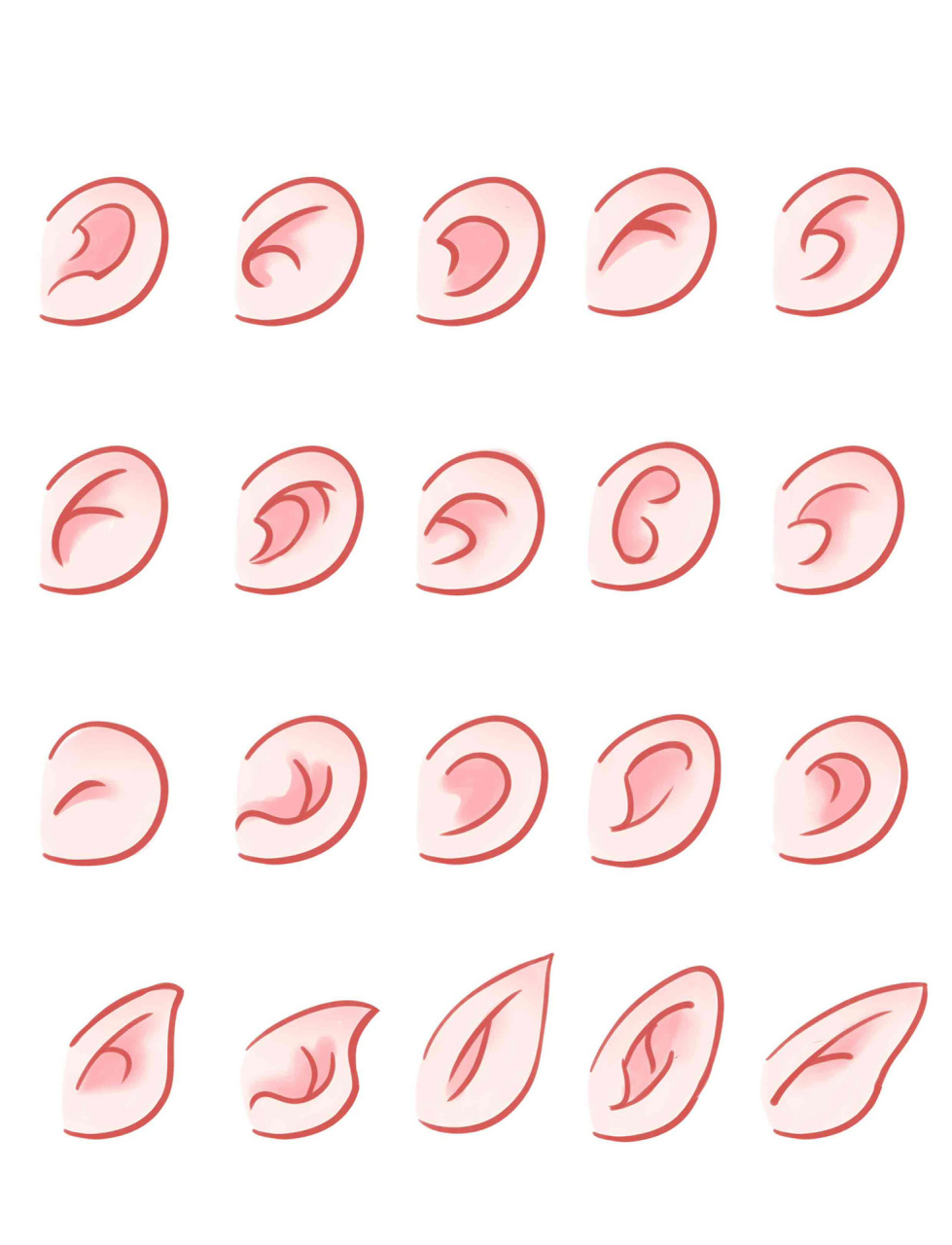 【速写】20个q版耳朵|3步搞定耳朵的画法 q版的耳朵概括成圆形会很