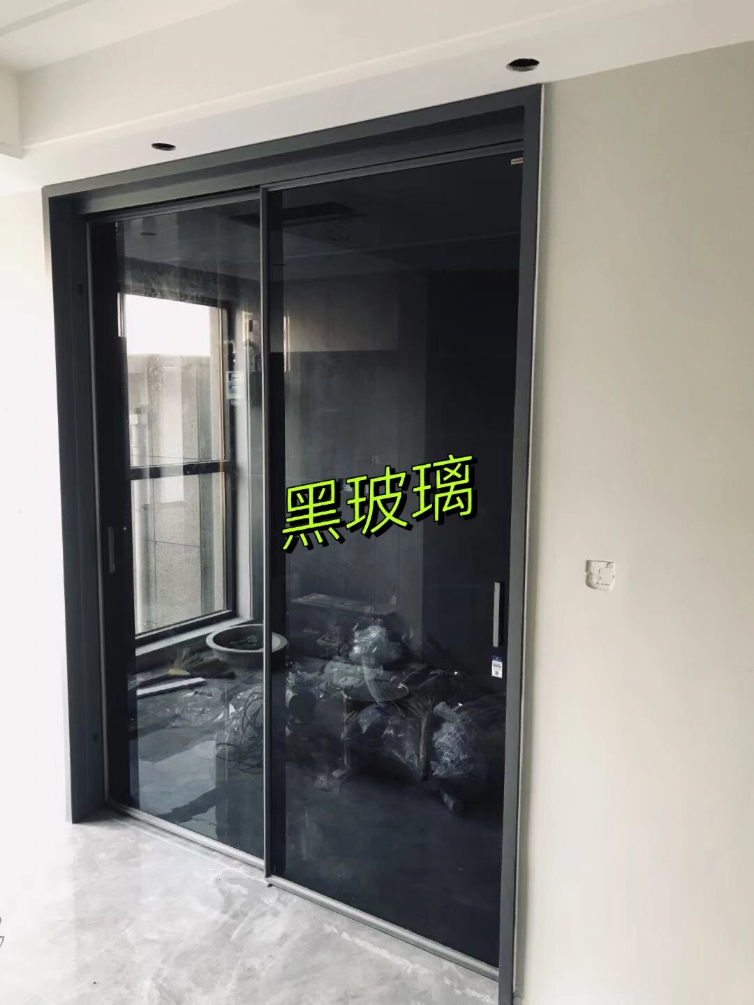 黑玻璃推拉门 厨房推拉门