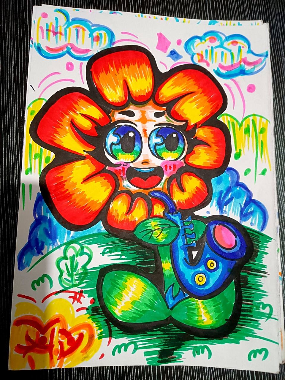 吹萨克斯的向日葵简笔画技能高考30分钟命题