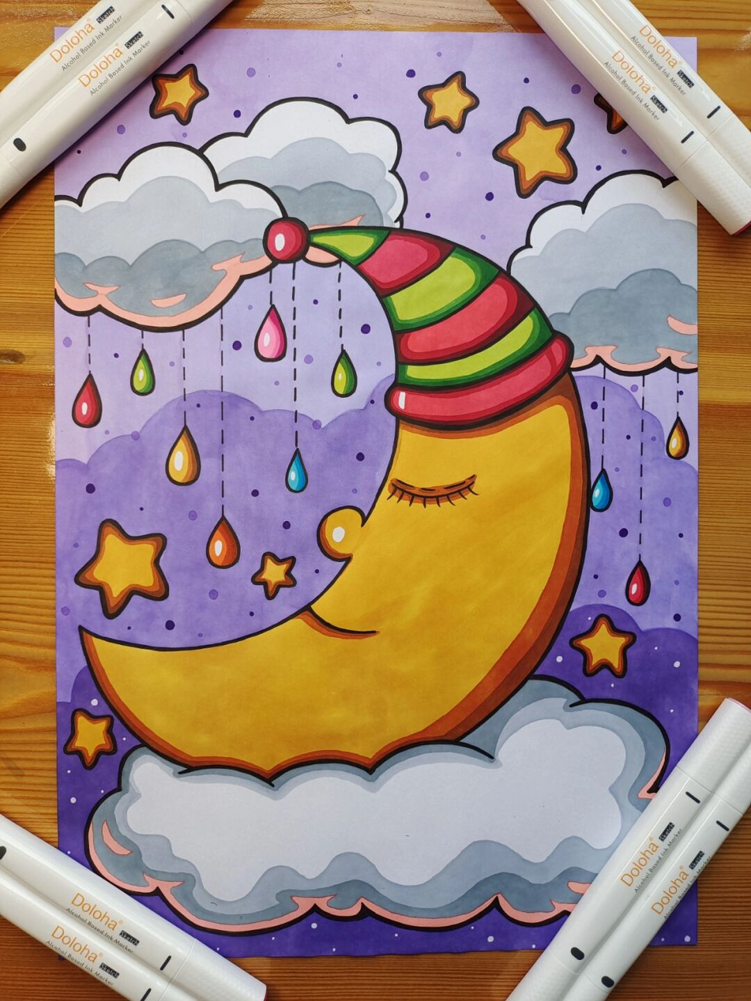 月亮马克笔儿童绘画,最后一张原图,临摹