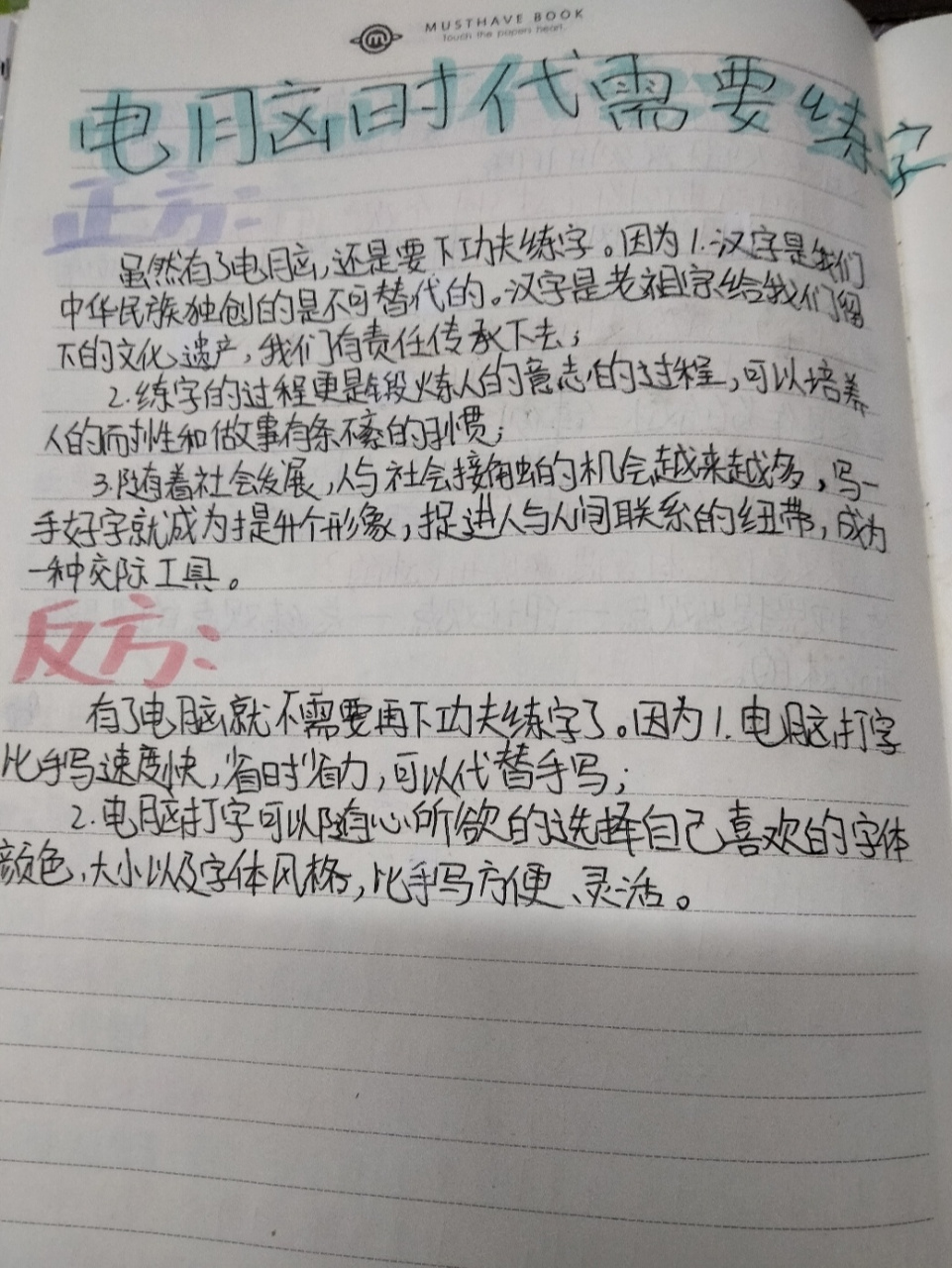 电脑时代需要练字作文图片