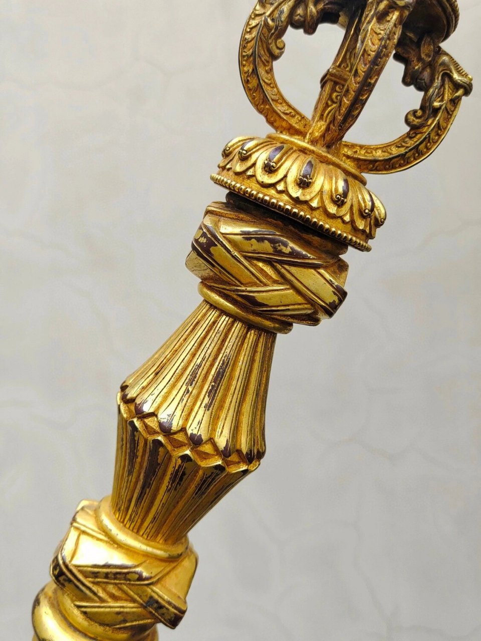 藏传佛教,明 铜鎏金法杖 藏传佛教,明 铜鎏金法杖,极为威严庄重,鎏金