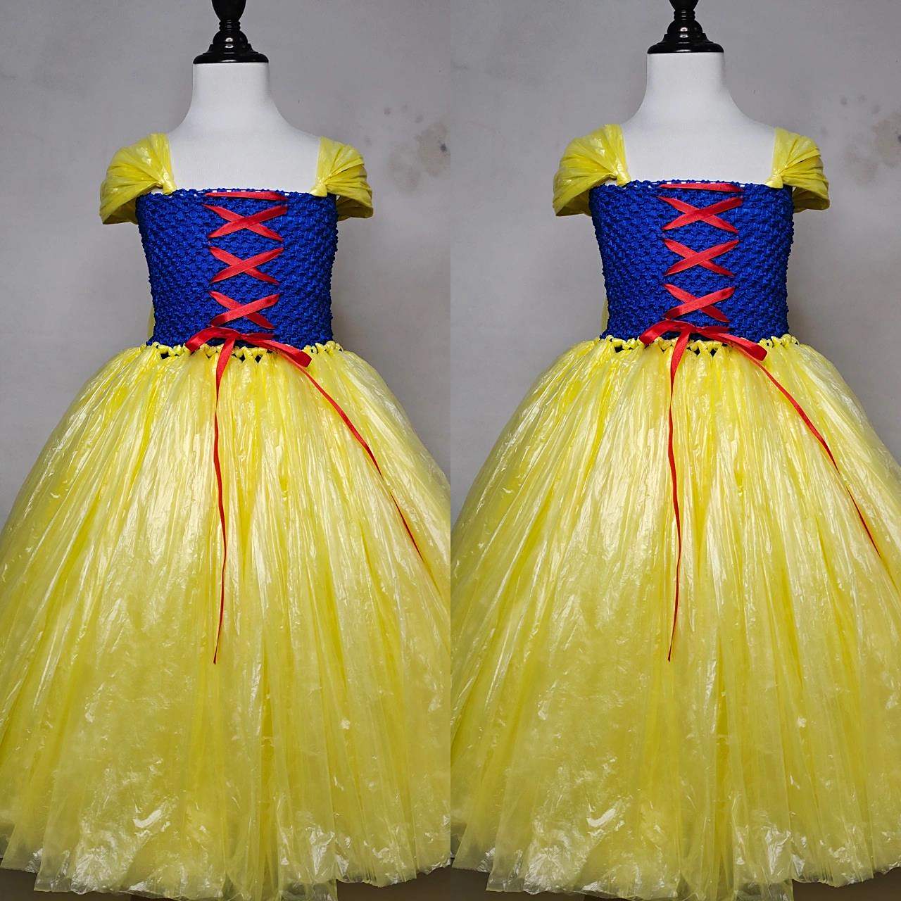 塑料袋制作的白雪公主裙 白雪公主裙,环保时装秀走秀演出服,每个宝贝