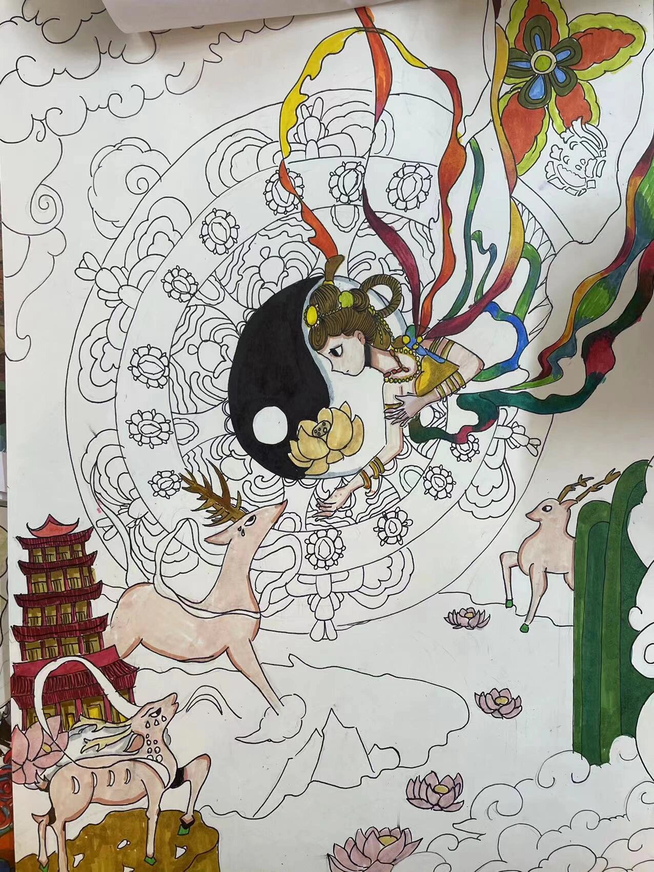 敦煌飞天/少儿美术/步骤✨
