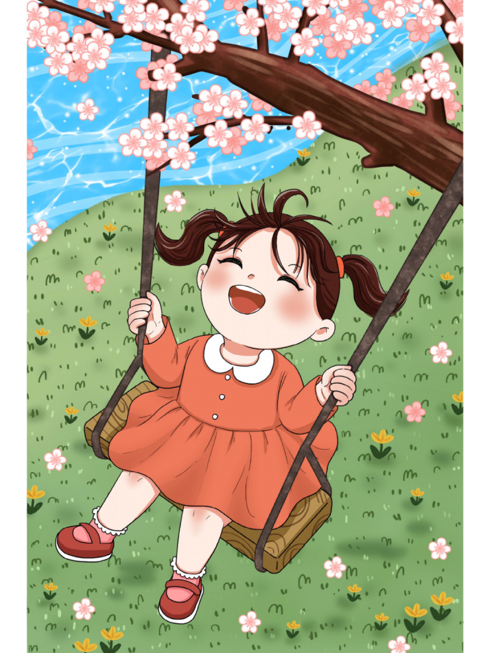 春季插画|春天里的第一张樱花合影 94春天到处都是花花世界~ 94最