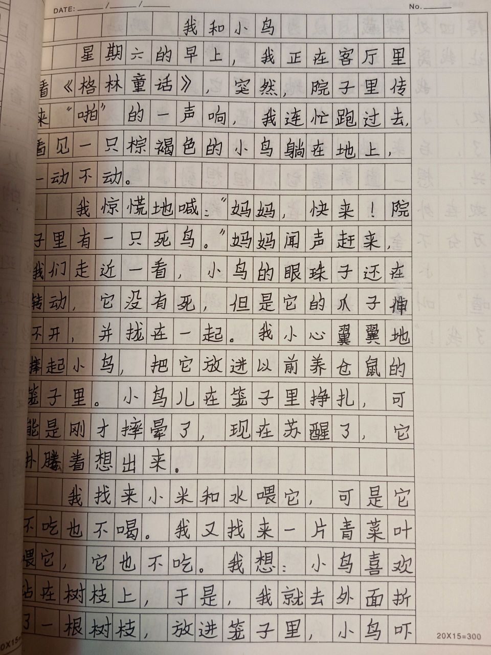 生活万花筒,四年级上册第五单元作文 这是一件真实的事情,一只小鸟掉