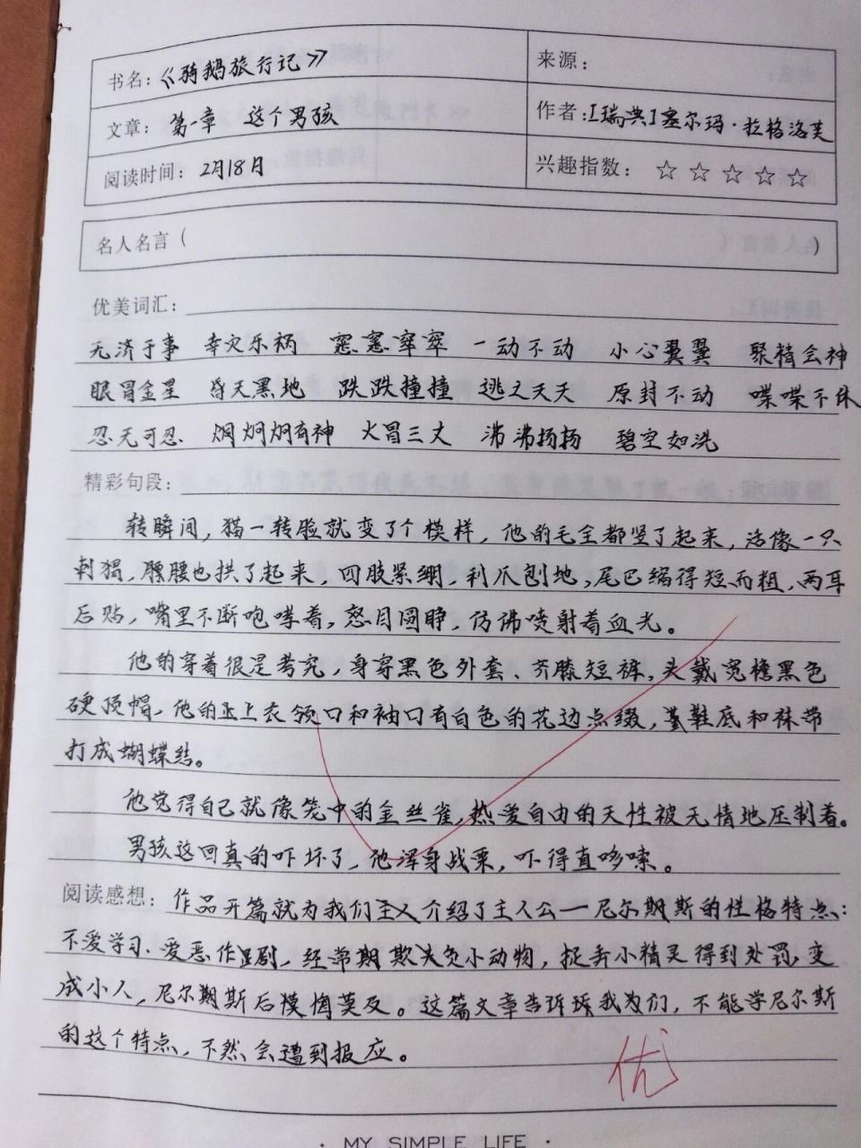 《尼尔斯企骑鹅旅行记》读书笔记 第一章~第二章~第三章