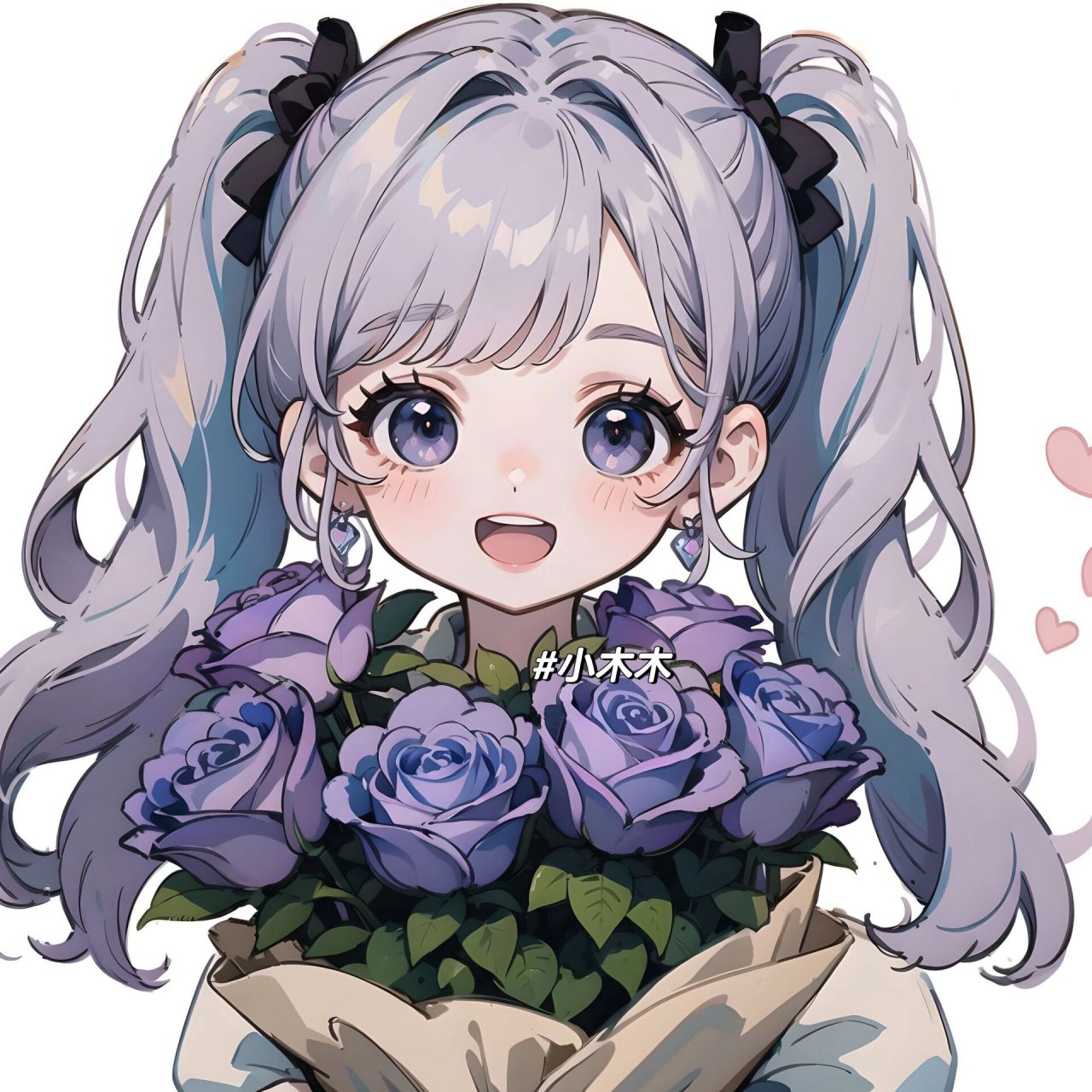 可爱女生头像抱花系列之紫玫瑰