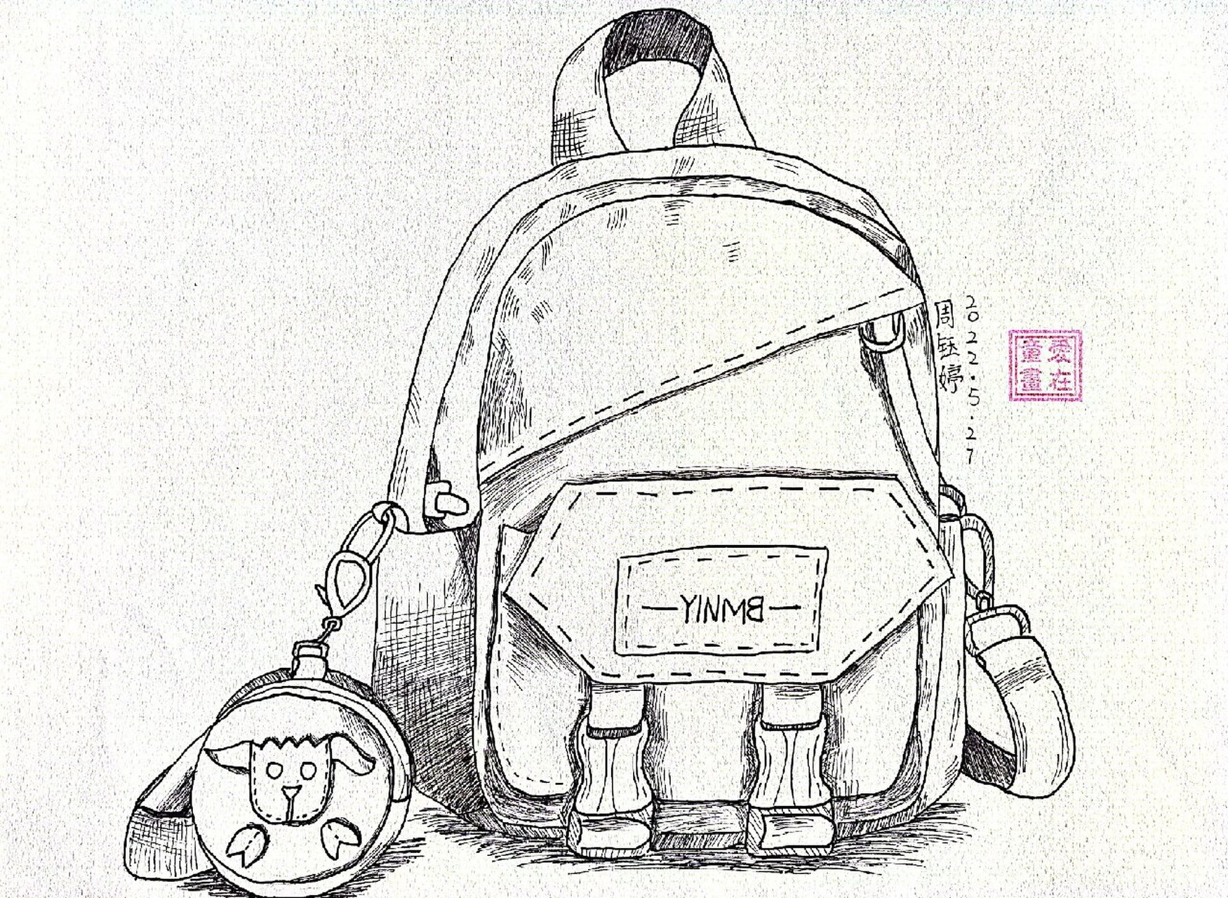 学生速写作品:书包写生