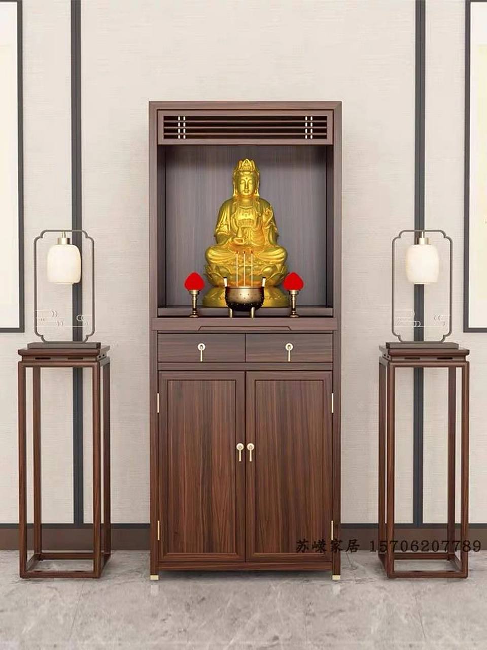 新中式佛龛供台柜 新中式佛龛供台家用菩萨财神爷供奉桌佛像柜神龛