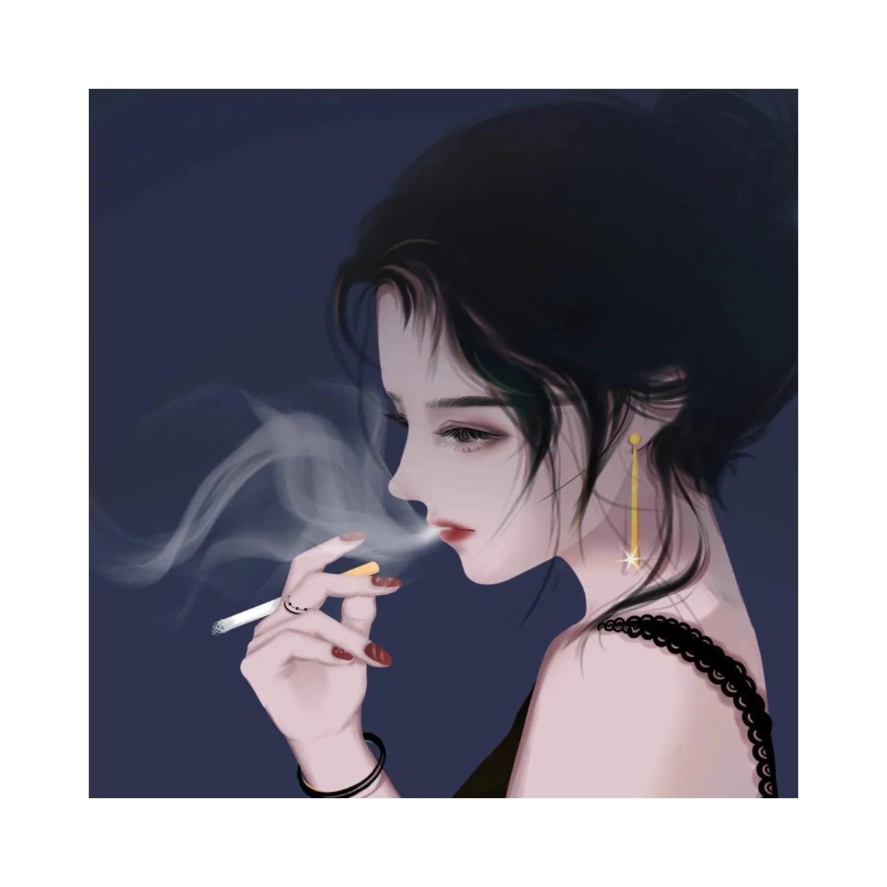 女抽烟头像动漫图片