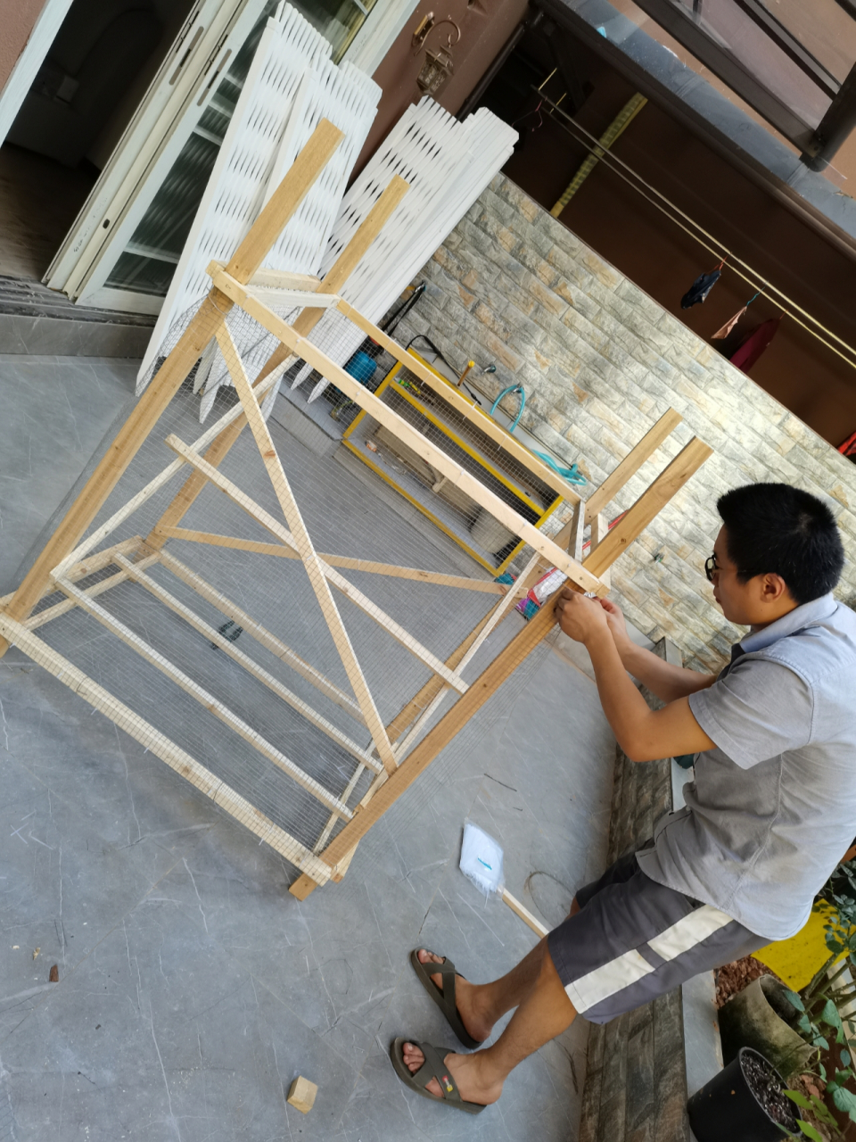 自制简易鸽笼 我家小马哥耗时两个半天做好啦～养几对鸽子,生的蛋给