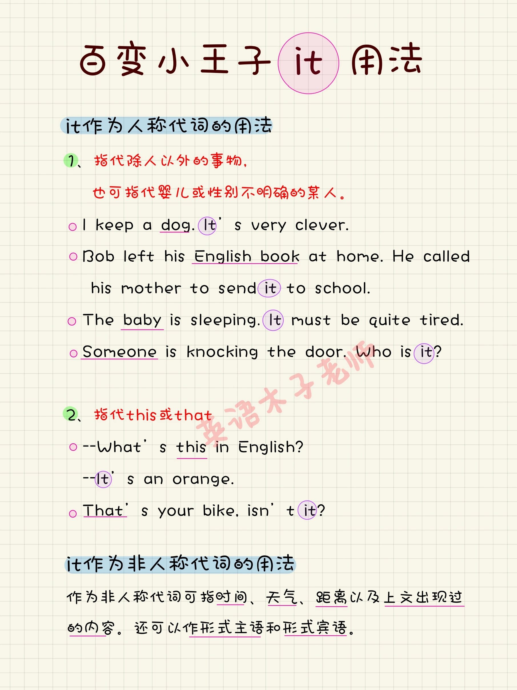 it的代词是什么