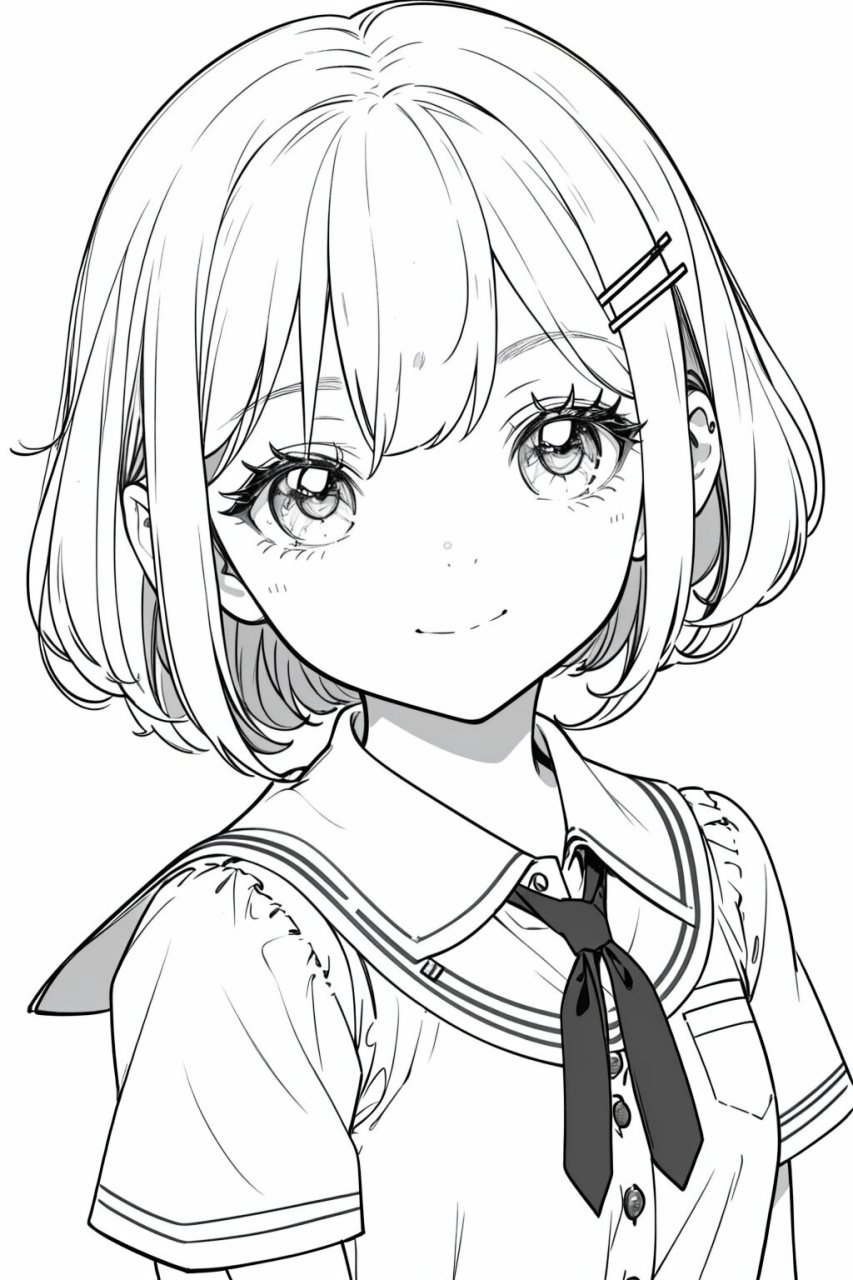 线稿分享|可涂色素材|女孩一组