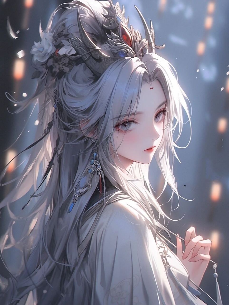 女生头像|清冷高贵温柔的白发神女 晚风吹起你鬓间的白发,抚平回忆留