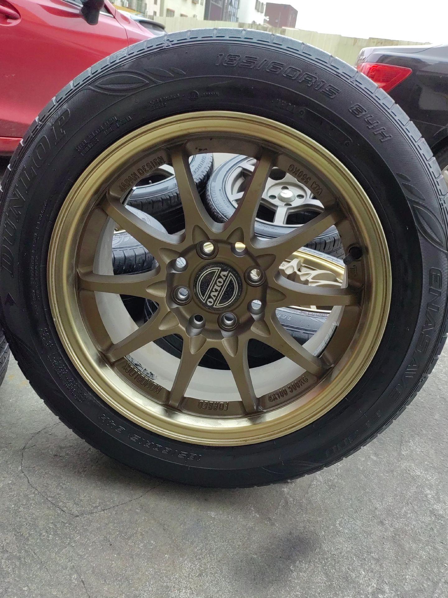 本田飞度拆卸15寸轮毂轮胎一套,轮毂孔距4x100,4x114