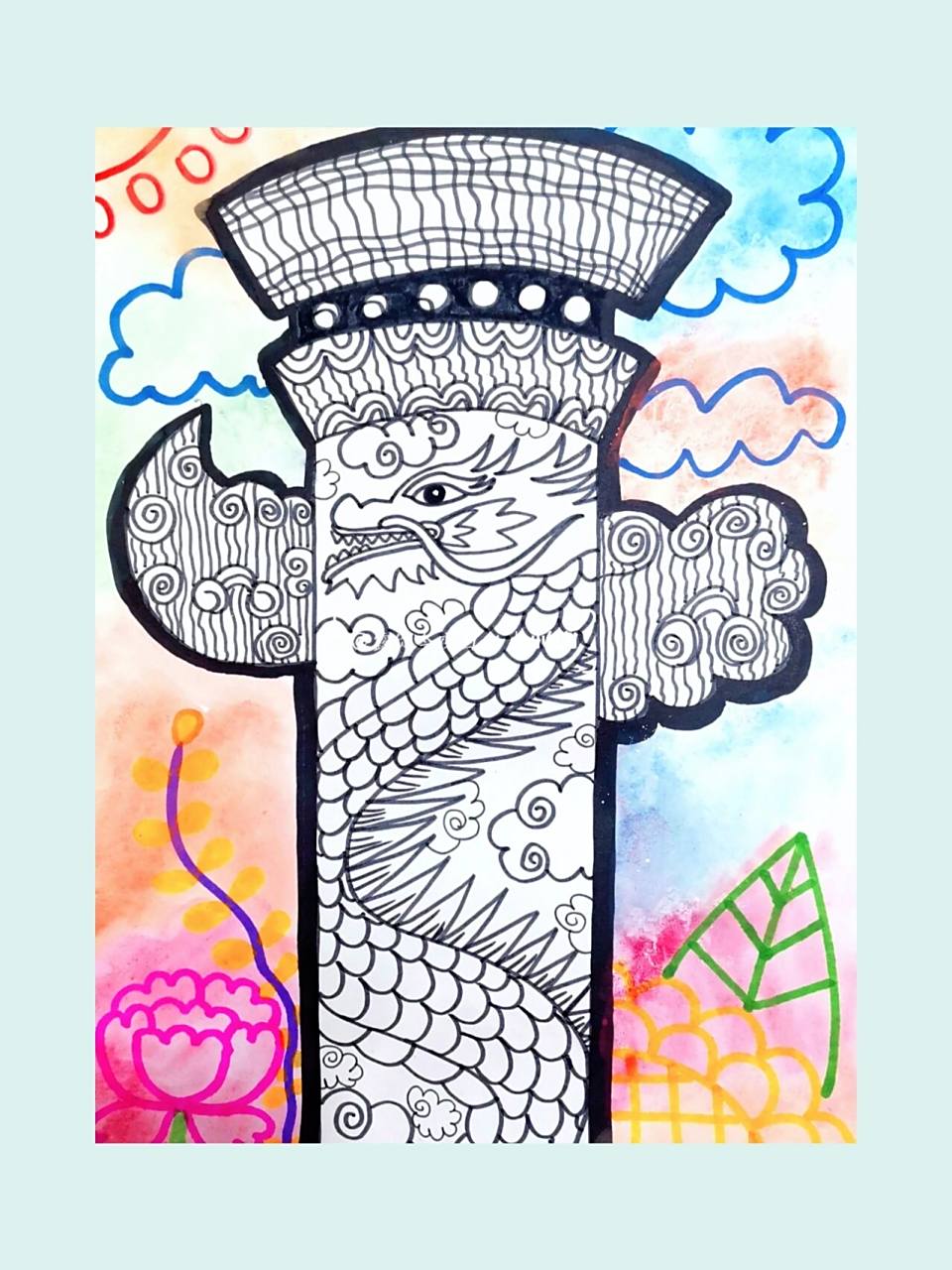 9899华表柱9899黑白水彩画96 78准备材料