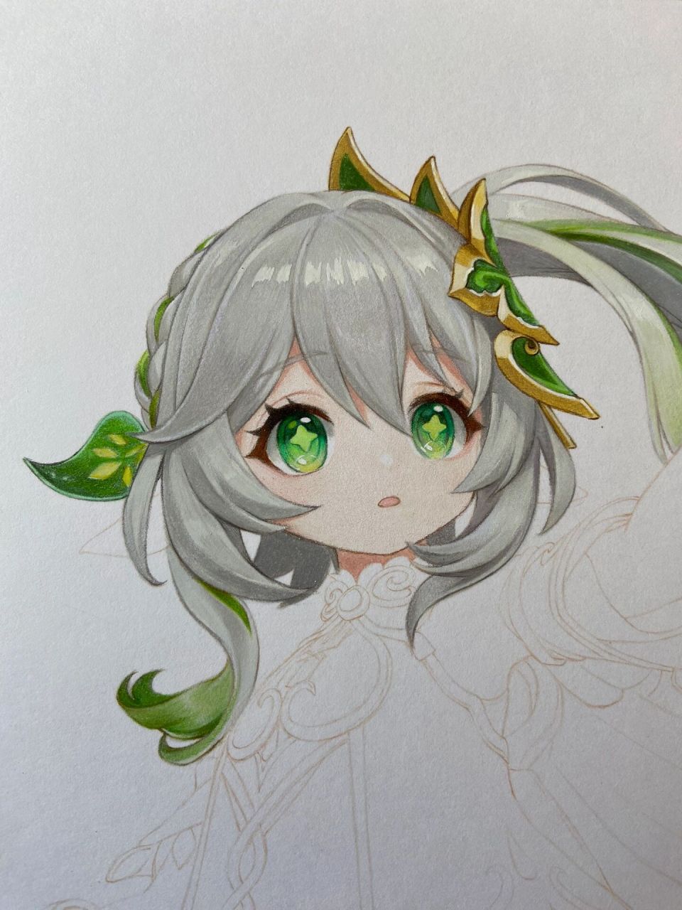 纳西妲(彩铅) 画完了,祝大家明天十连双黄