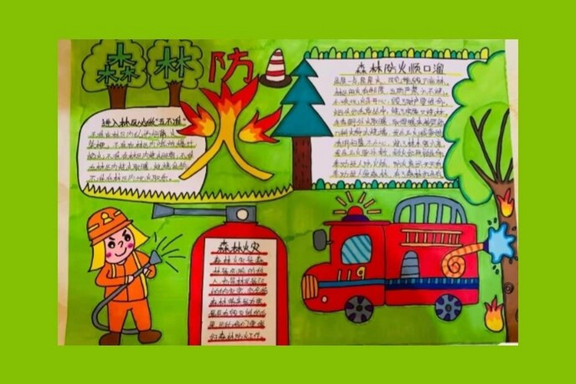 森林防火手抄报 森林防火手抄报