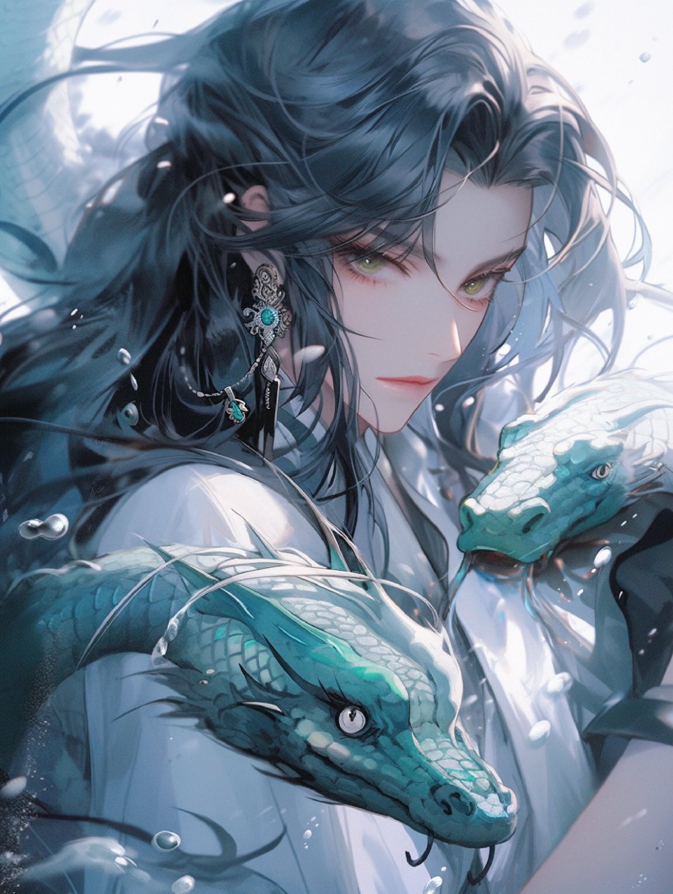 十二生肖-蛇族守护-古风玄幻帅哥头像壁纸 在一片深山老林之中,青蛇和