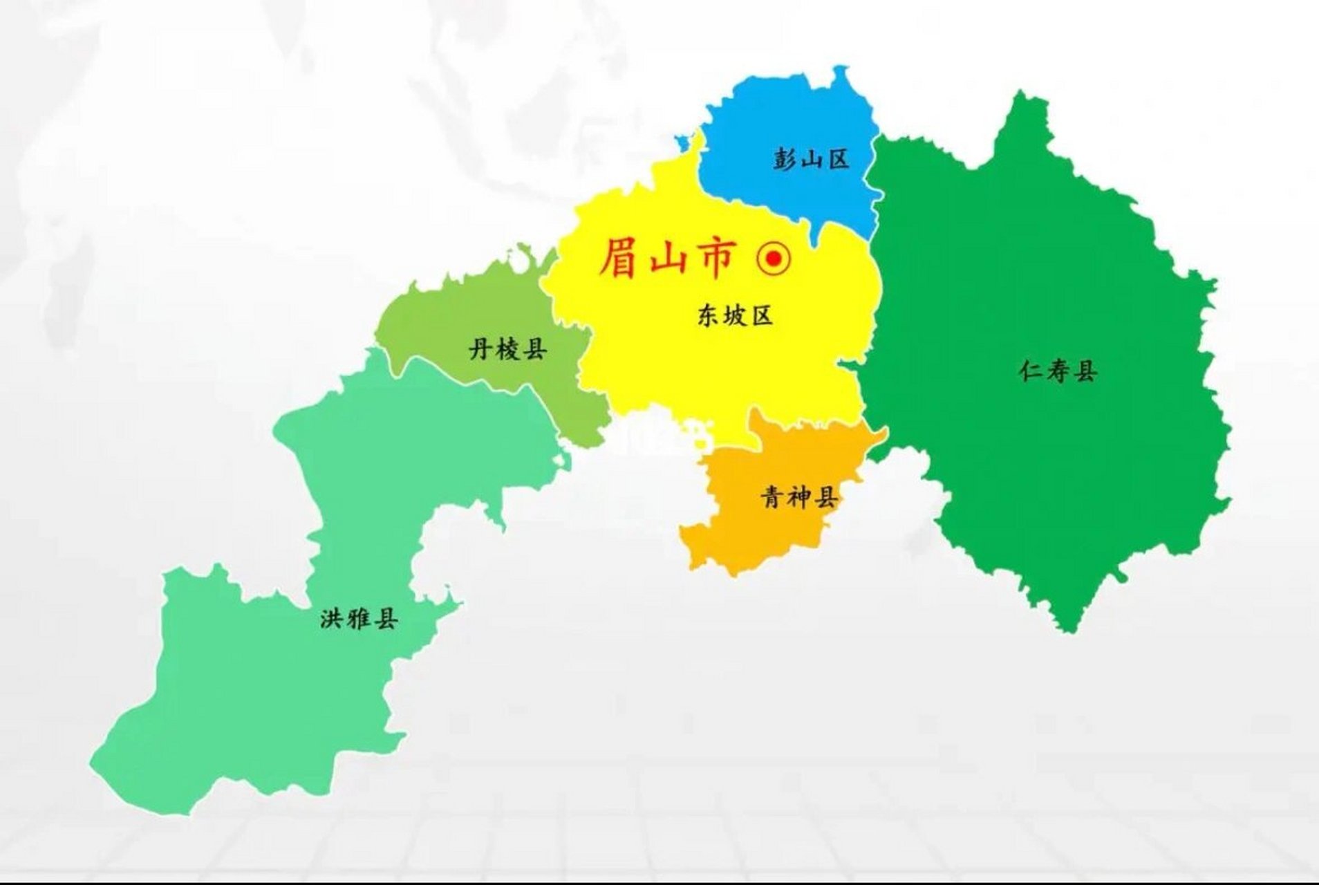 四川省各市州政区图(二十一):眉山市 眉山市总面积0.