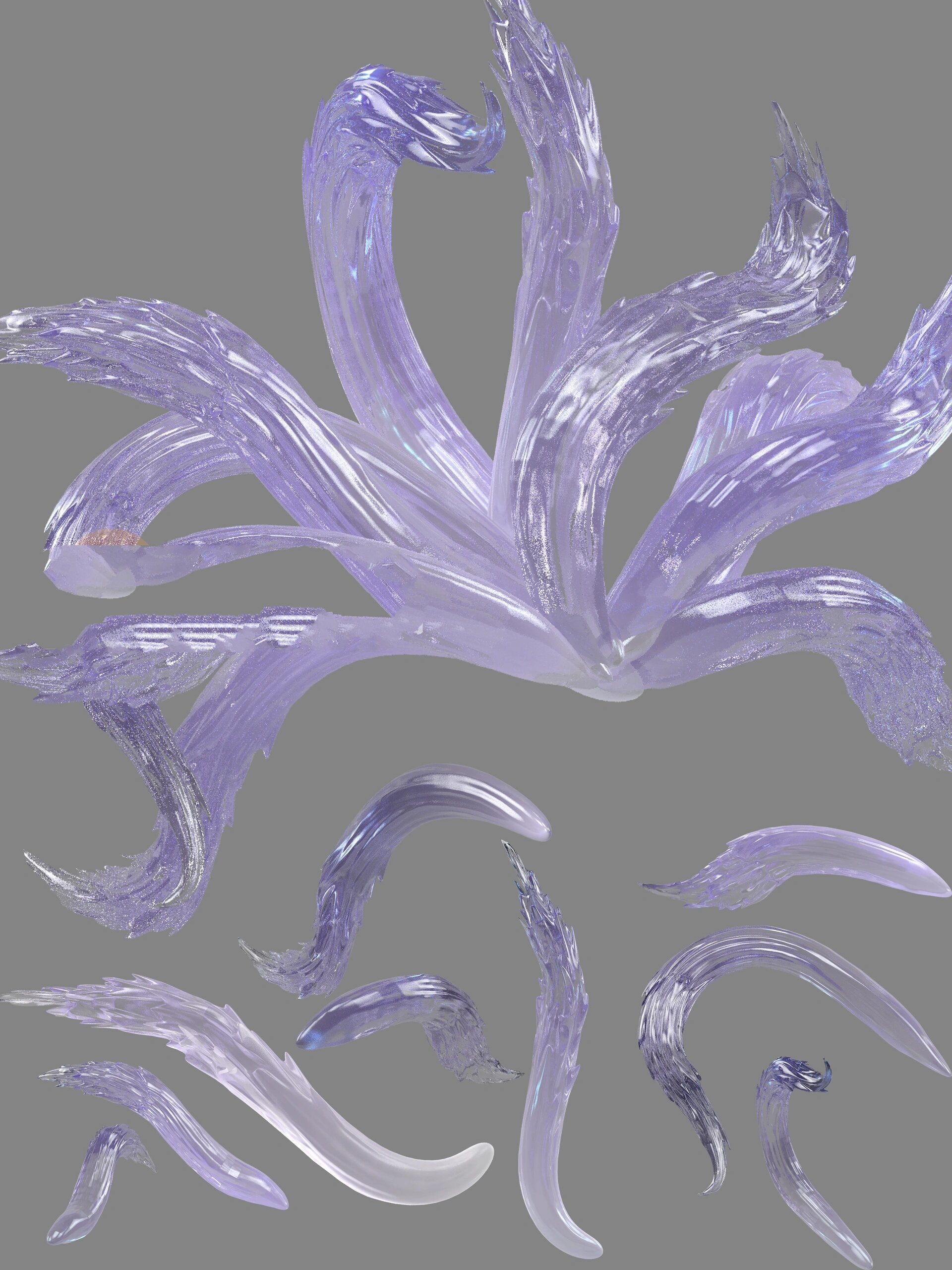 水晶狐狸尾巴-九尾狐cos免扣素材