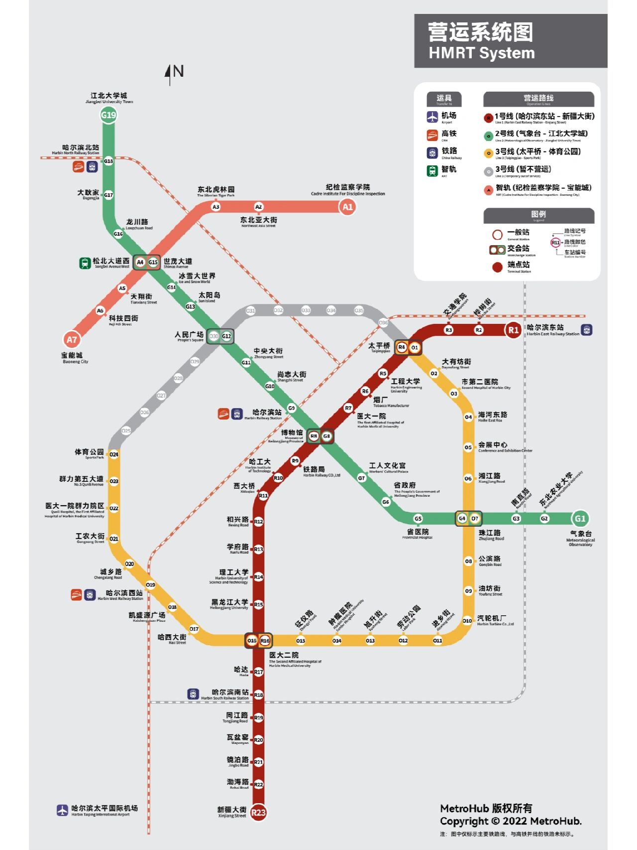 官图仿制3|高雄捷运风哈尔滨地铁线网图 ♥不难看出两城市的线网