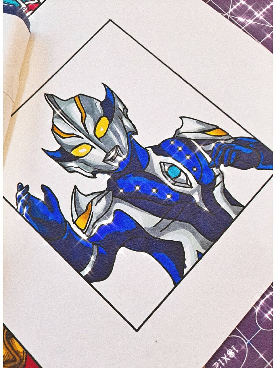 随手画希卡利奥特曼 光之国蓝族,而且有勋章的奥特曼