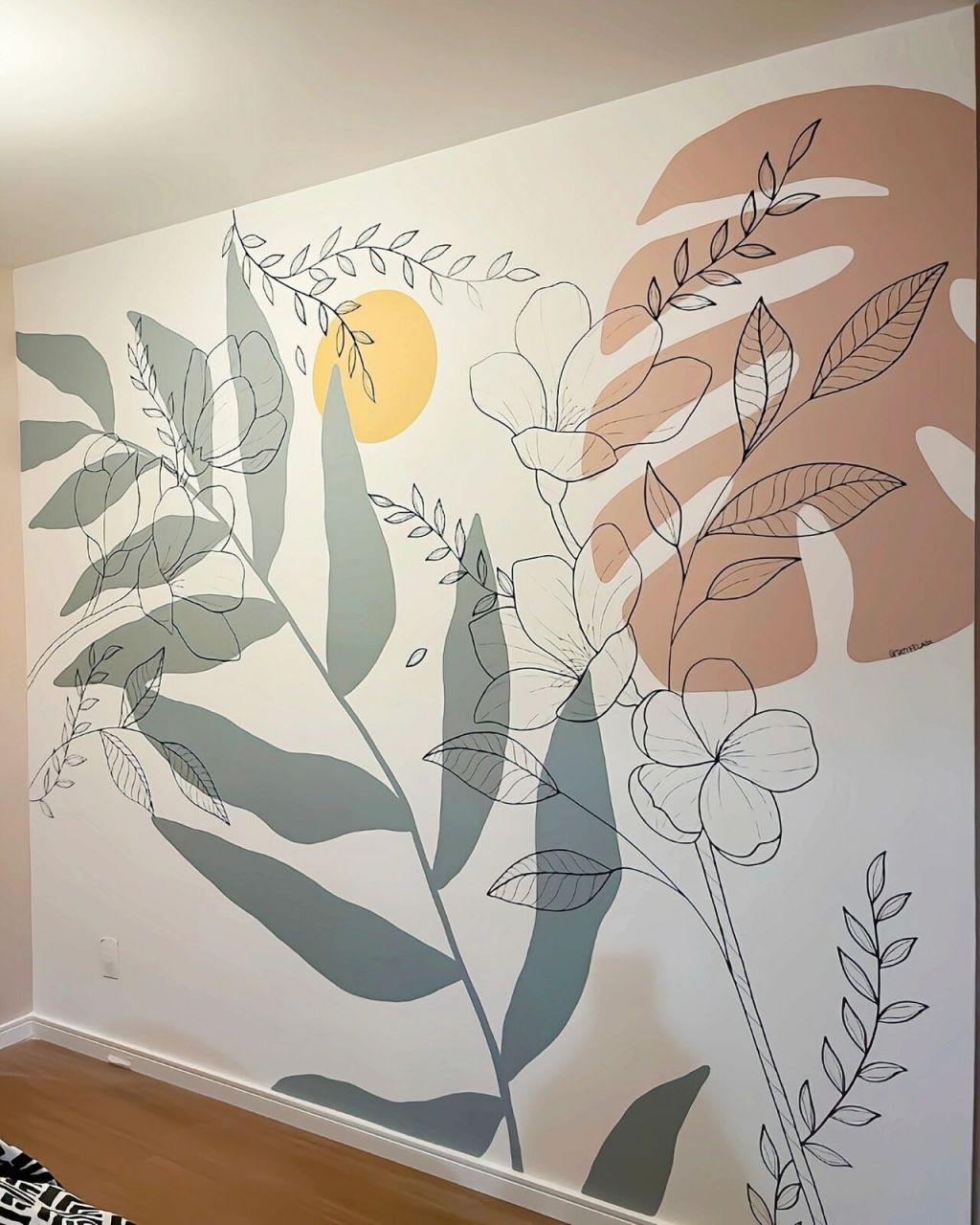 卧室ins风墙绘壁画 卧室ins风墙绘壁画作品分享,清新自然的画面让人心