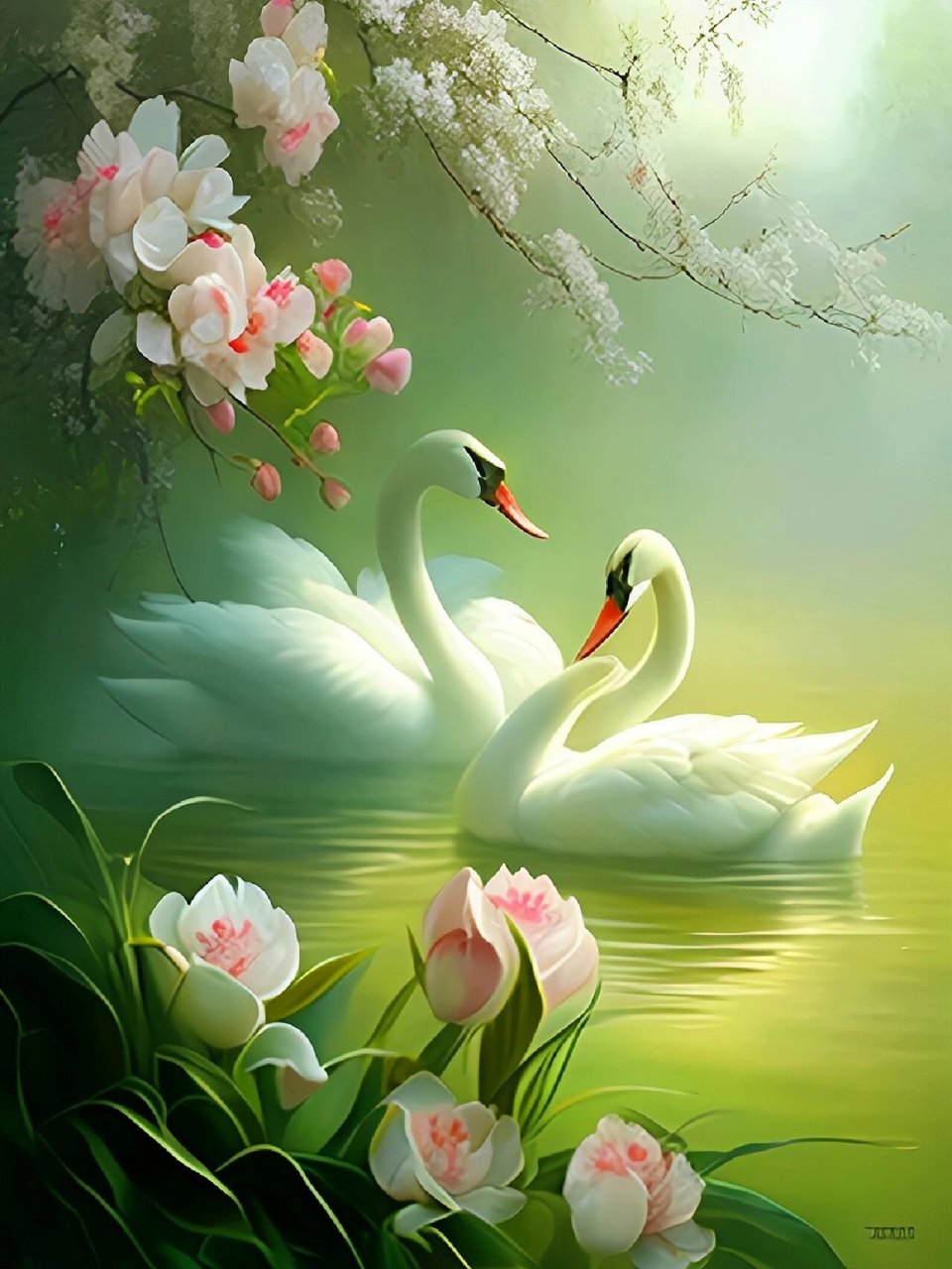今日份春天景色|白天鹅 #白天鹅# #治愈系风景# #治愈系壁纸# #国风