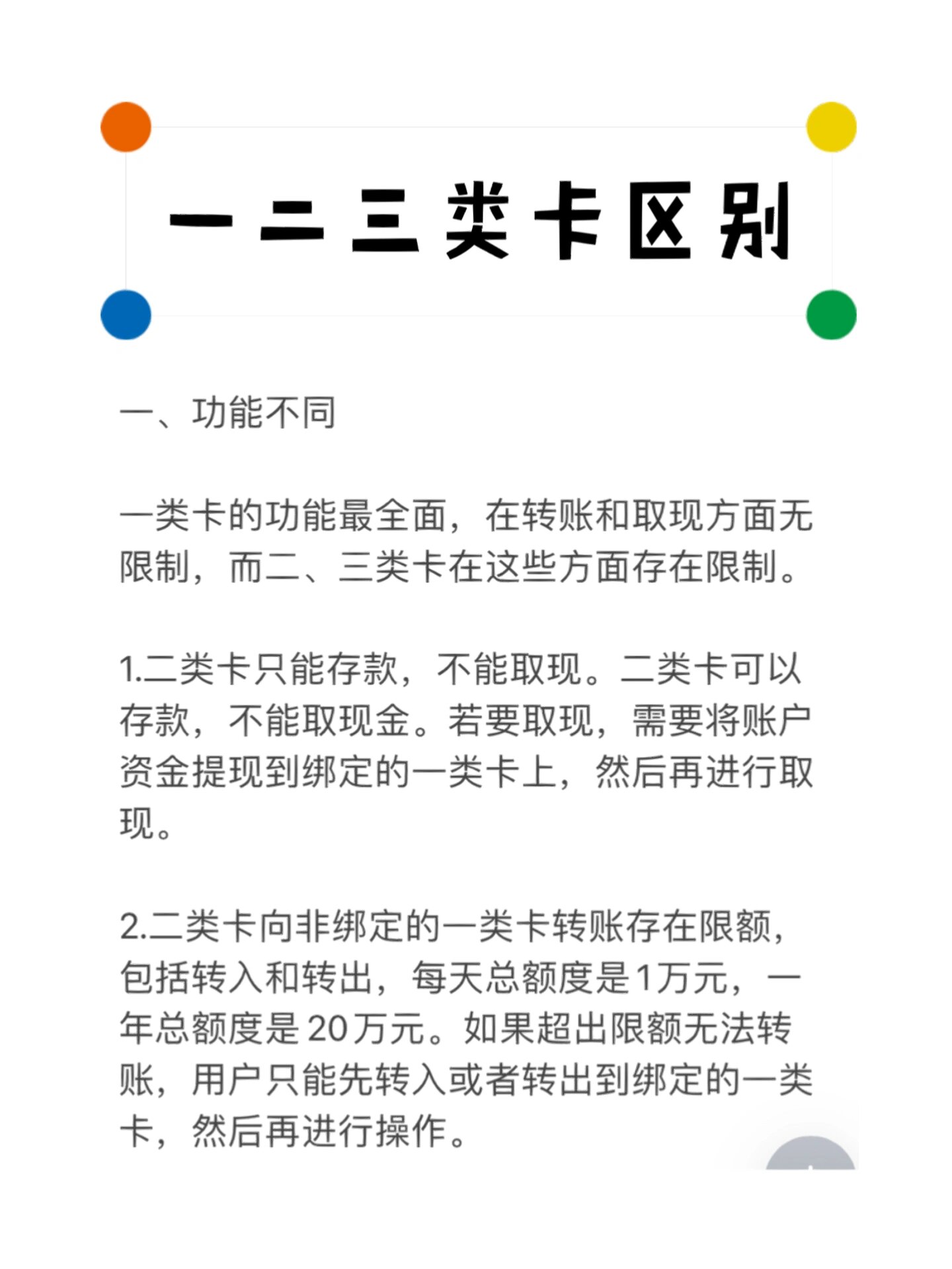 一类,二类,三类银行卡是什么?